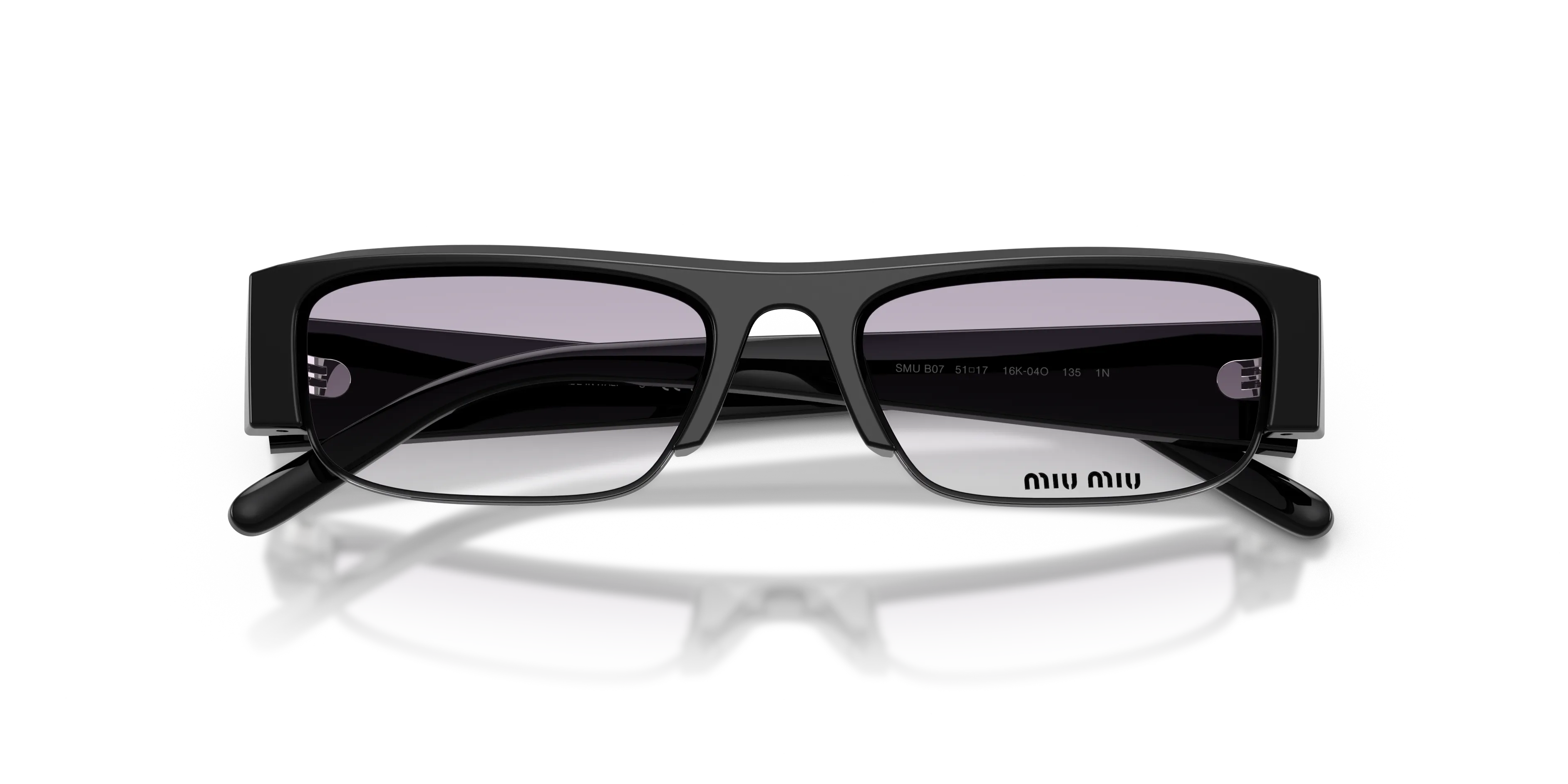 Miu Miu MU B07S 16K04O Occhiali da sole Acetato Nero Grigio Squadrata Normale Sfumato - immagine 2