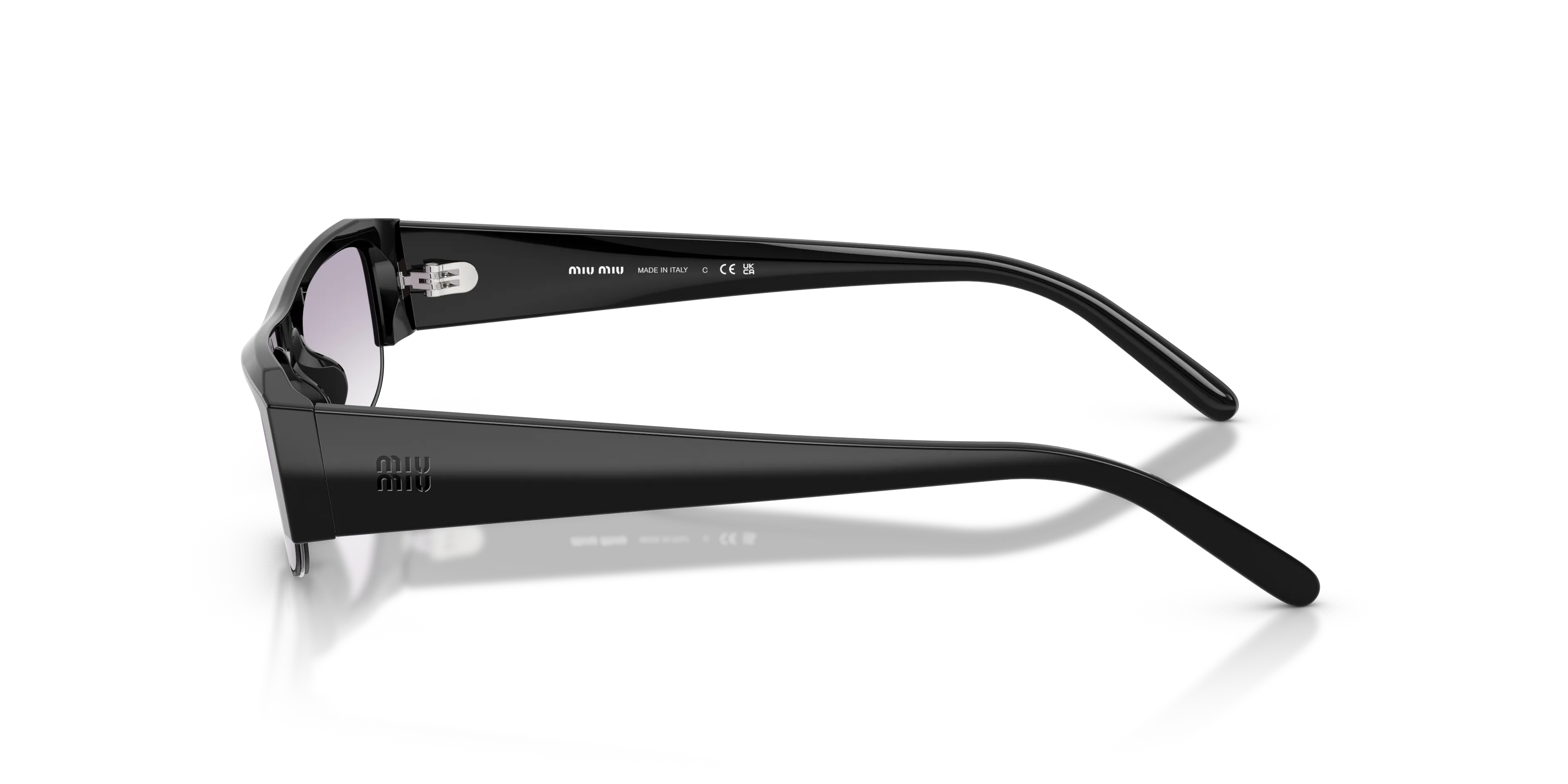 Miu Miu MU B07S 16K04O Occhiali da sole Acetato Nero Grigio Squadrata Normale Sfumato - immagine 4