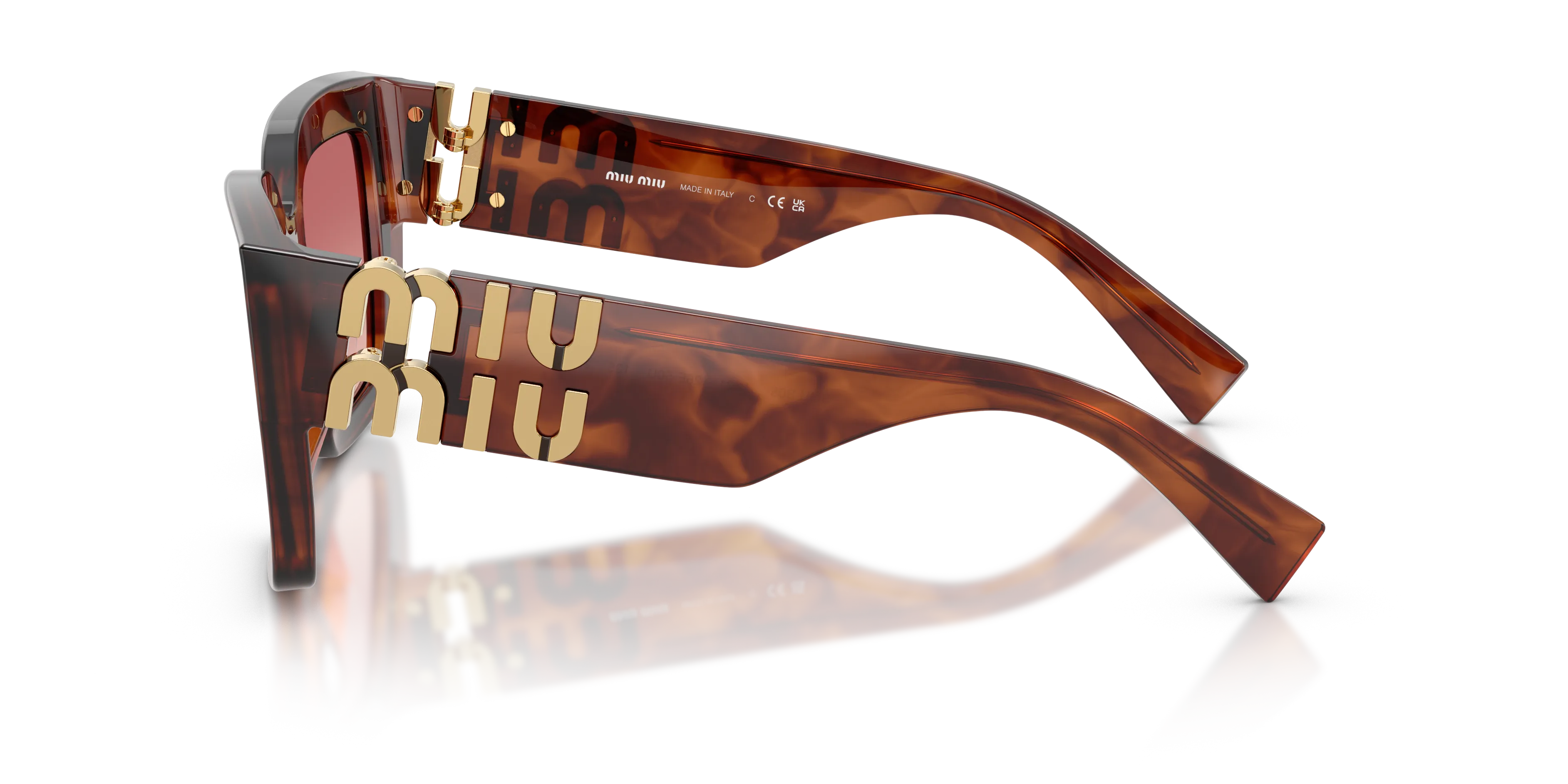 Miu Miu MU B05S 26E50U Occhiali da sole Acetato Marrone Rosa Squadrata Normale Sfumato - immagine 4