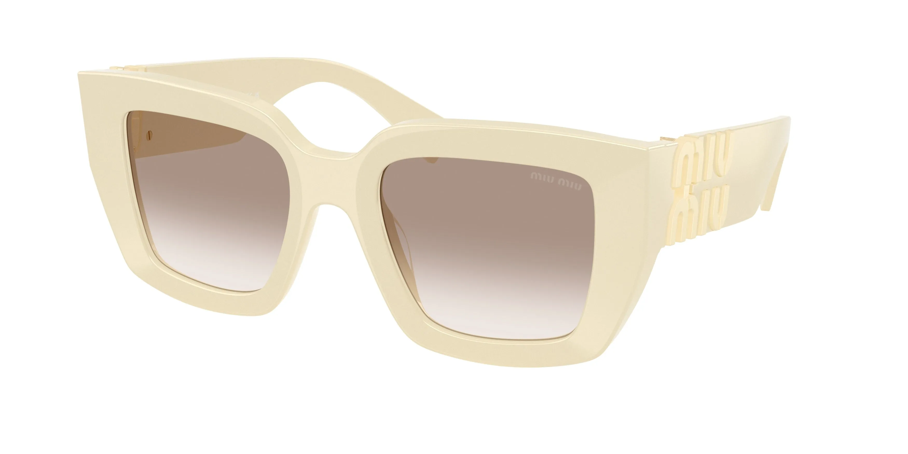 Miu Miu MU B05S 21D90L Occhiali da sole Acetato Bianco Marrone Squadrata Normale Sfumato - immagine 1