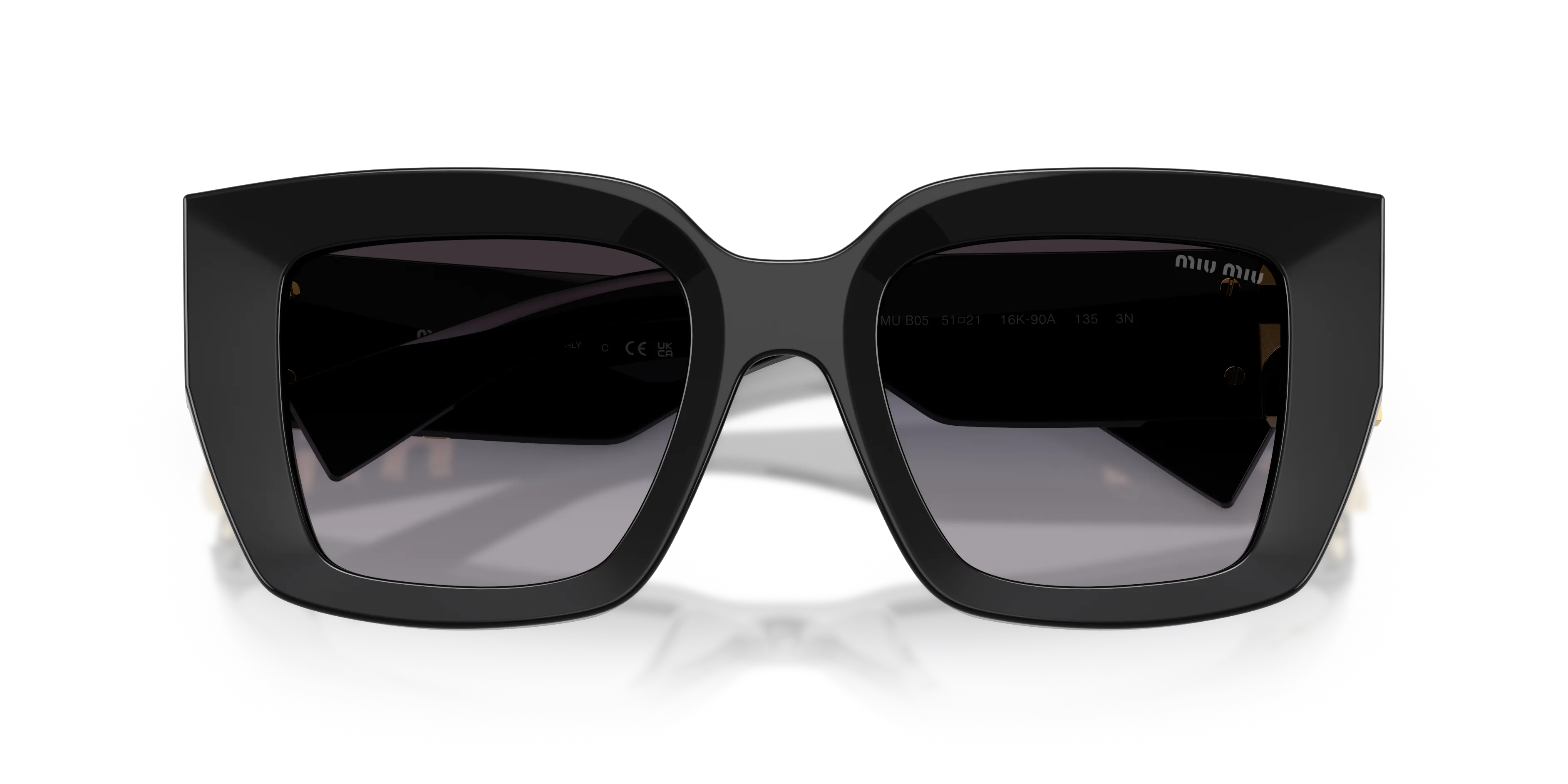 Miu Miu MU B05S 16K90A Occhiali da sole Acetato Nero Grigio Squadrata Normale Sfumato - immagine 2
