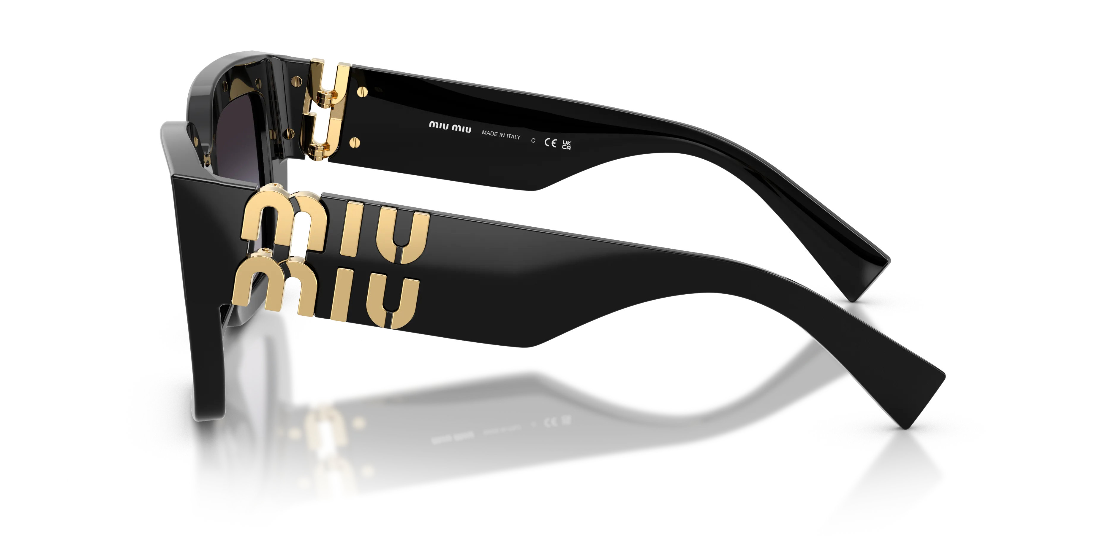 Miu Miu MU B05S 16K90A Occhiali da sole Acetato Nero Grigio Squadrata Normale Sfumato - immagine 4