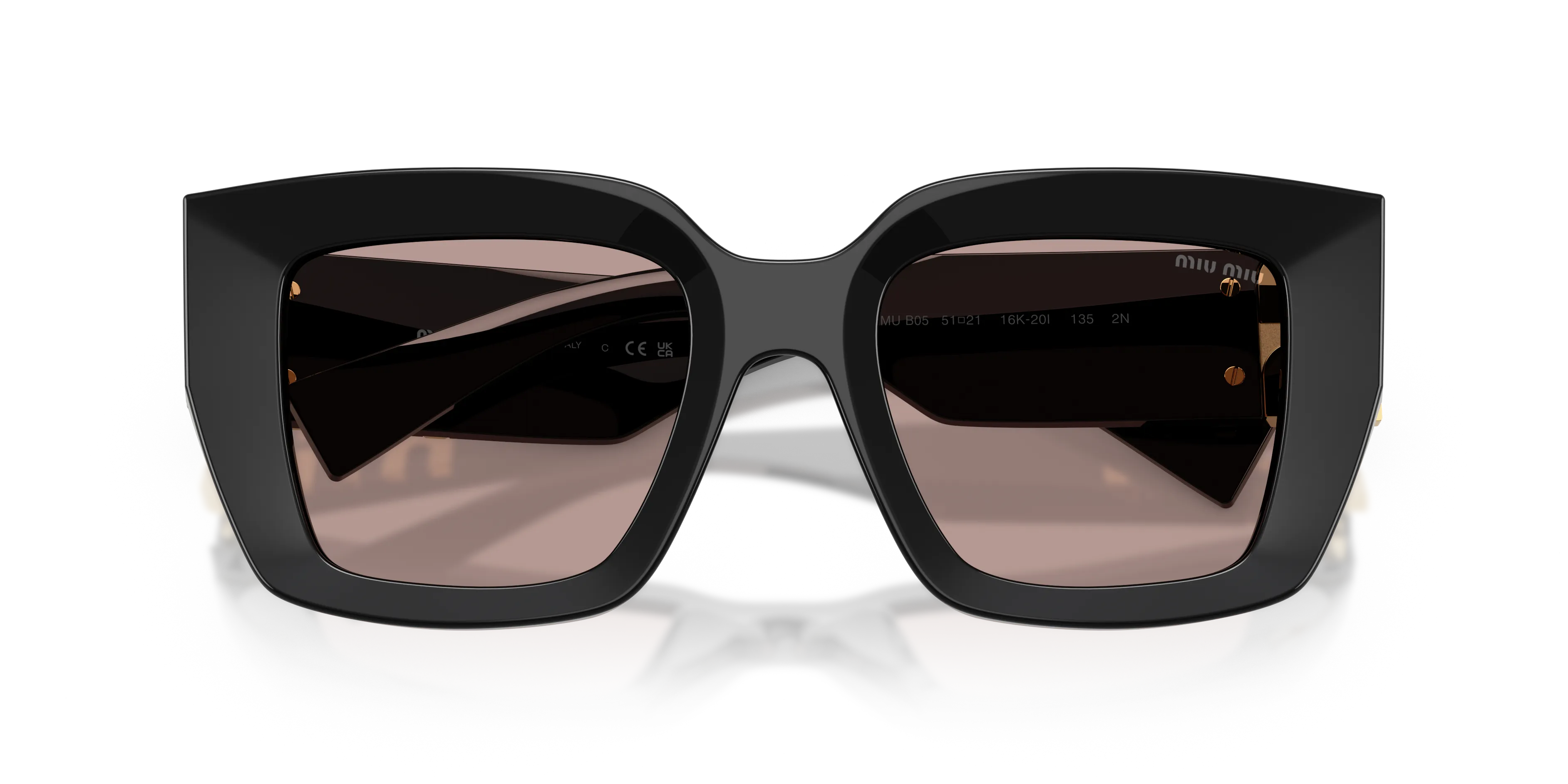 Miu Miu MU B05S 16K20I Occhiali da sole Acetato Nero Marrone Squadrata Normale - immagine 2