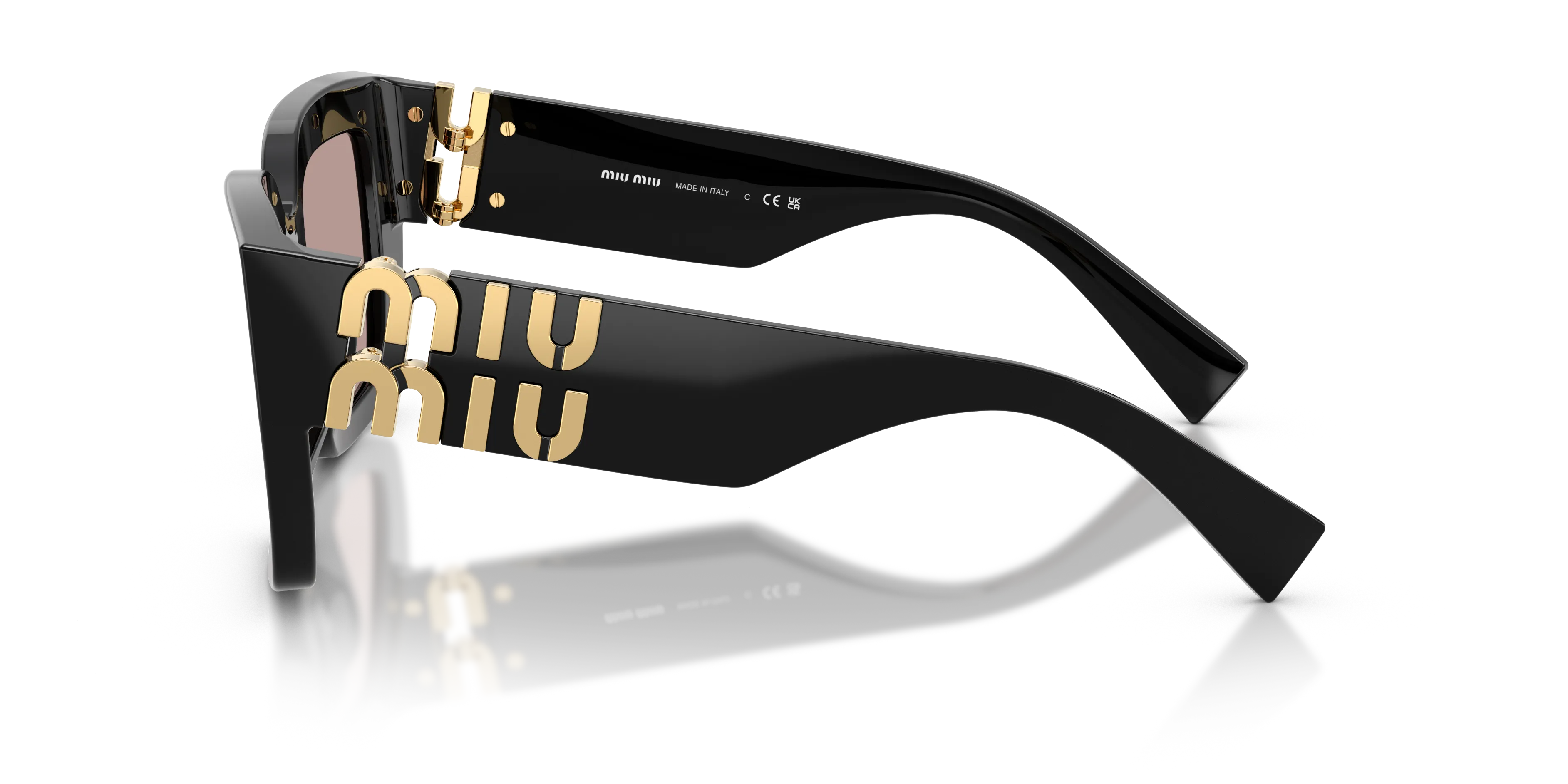 Miu Miu MU B05S 16K20I Occhiali da sole Acetato Nero Marrone Squadrata Normale - immagine 4