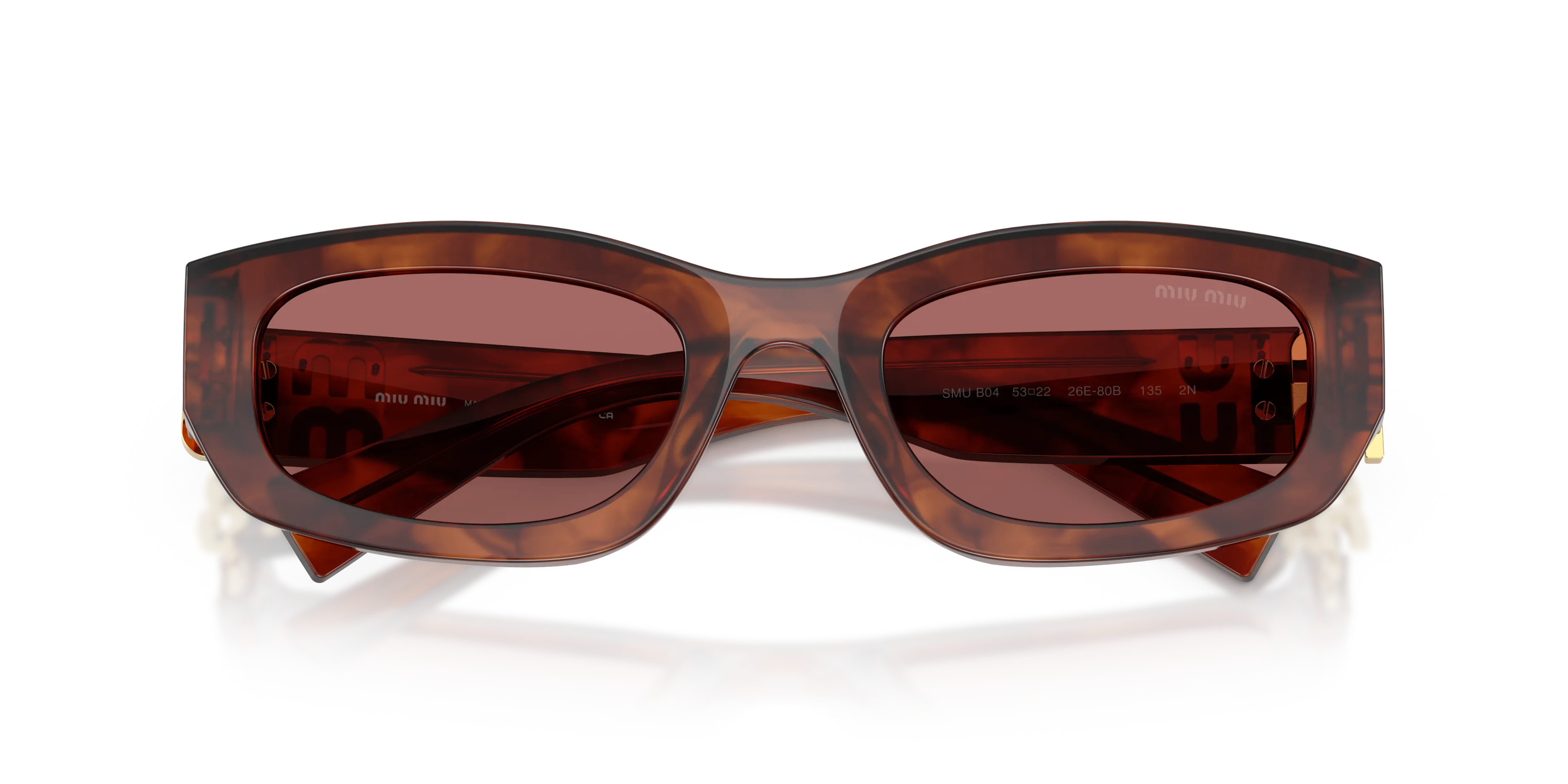 Miu Miu MU B04S 26E80B Occhiali da sole Acetato Marrone Viola Geometrica Normale - immagine 2