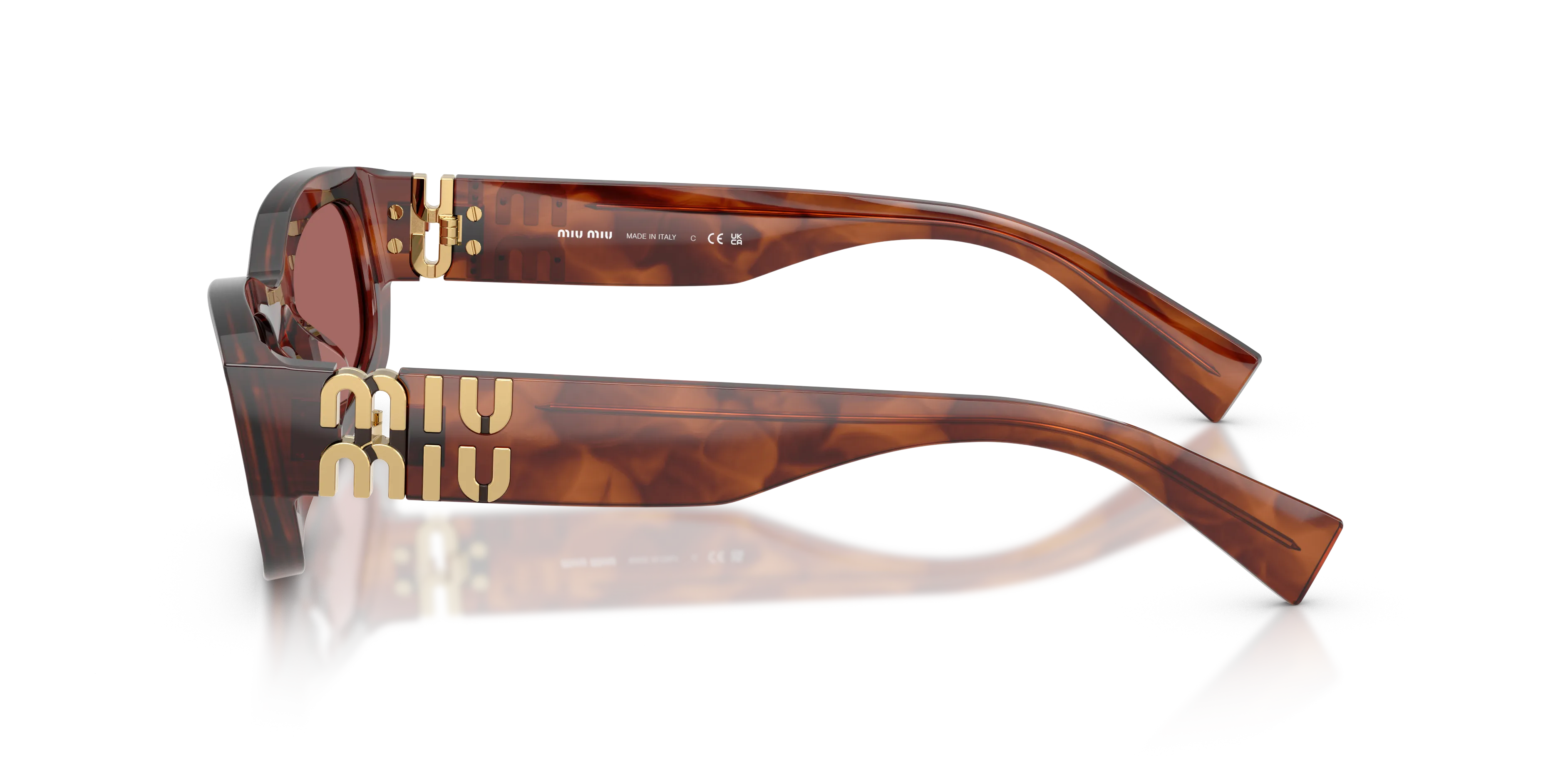 Miu Miu MU B04S 26E80B Occhiali da sole Acetato Marrone Viola Geometrica Normale - immagine 4
