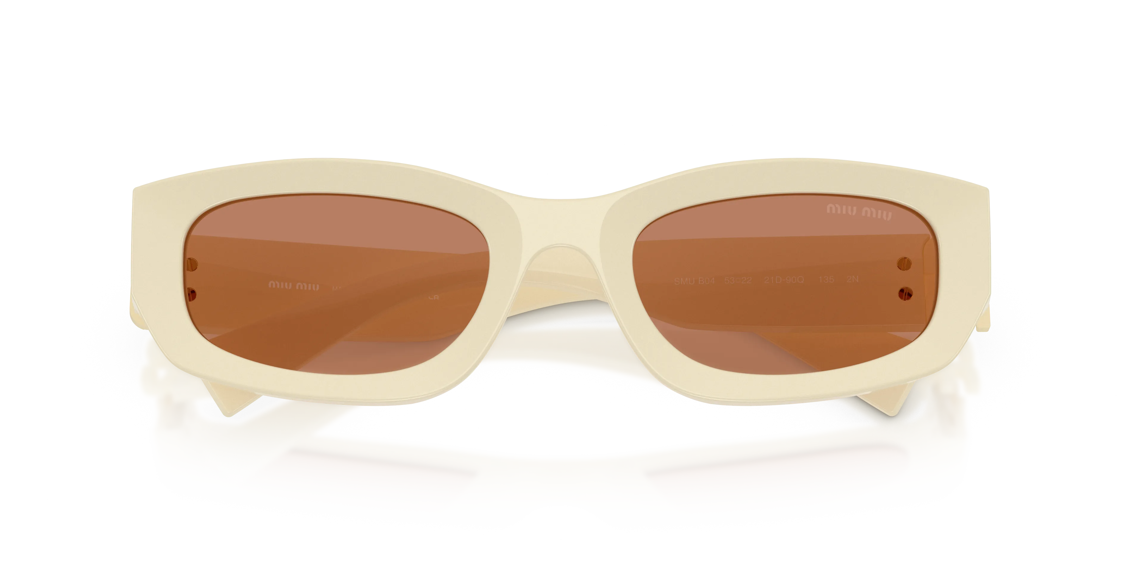 Miu Miu MU B04S 21D90Q Occhiali da sole Acetato Bianco Marrone Geometrica Normale - immagine 2