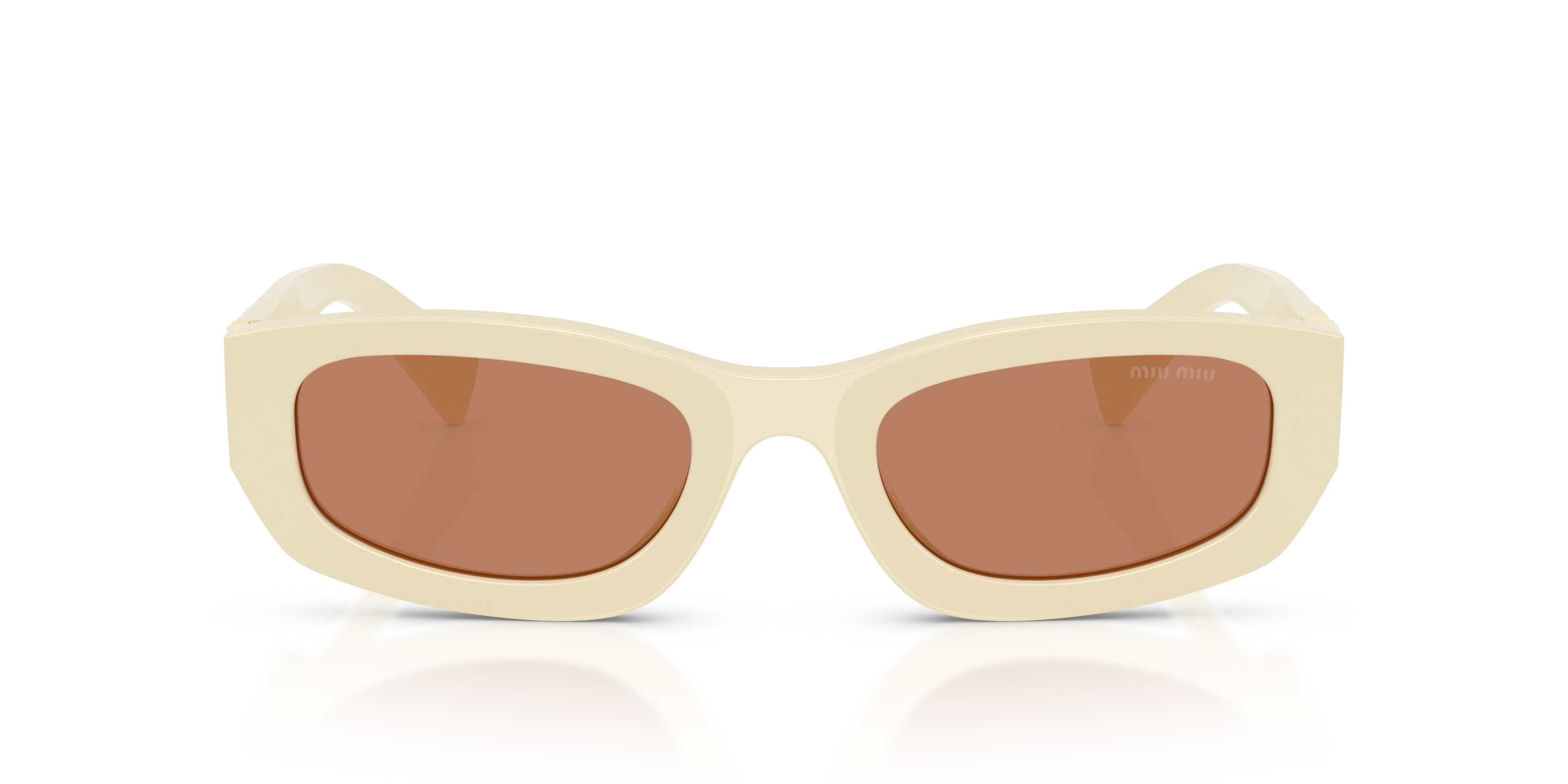 Miu Miu MU B04S 21D90Q Occhiali da sole Acetato Bianco Marrone Geometrica Normale - immagine 3