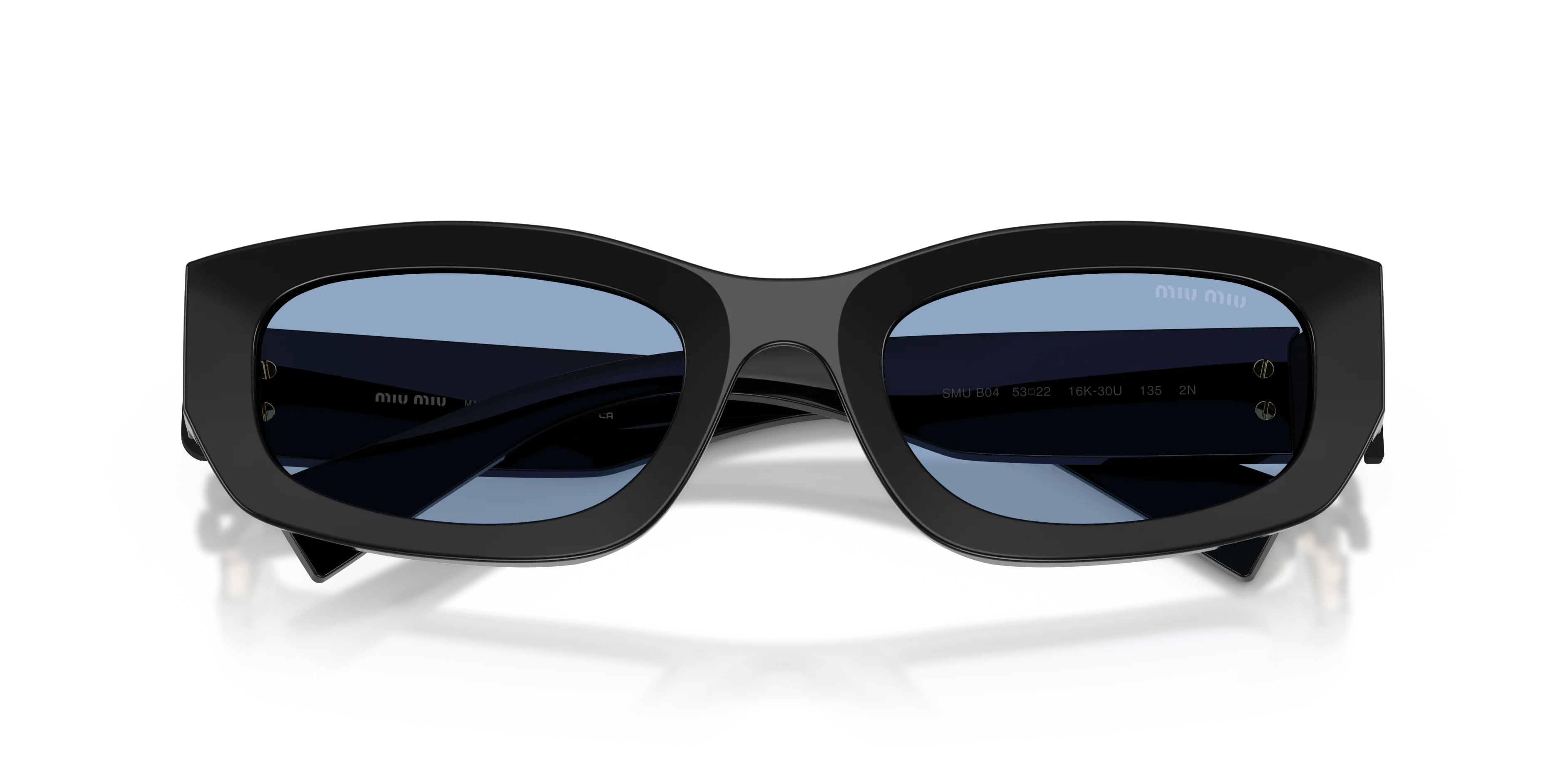Miu Miu MU B04S 16K30U Occhiali da sole Acetato Nero Blu Geometrica Normale - immagine 2