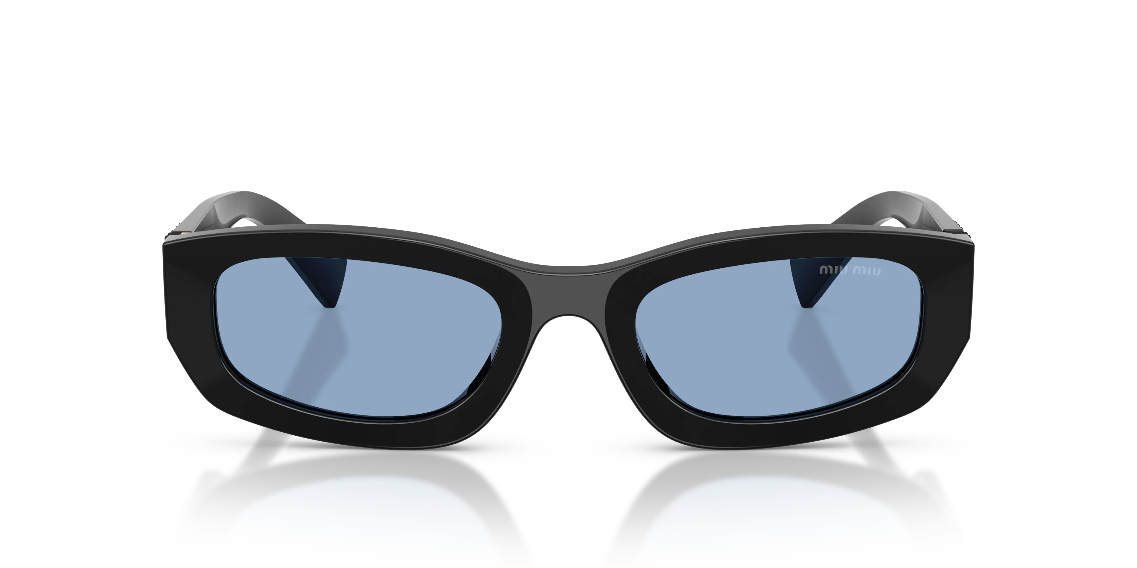 Miu Miu MU B04S 16K30U Occhiali da sole Acetato Nero Blu Geometrica Normale - immagine 3