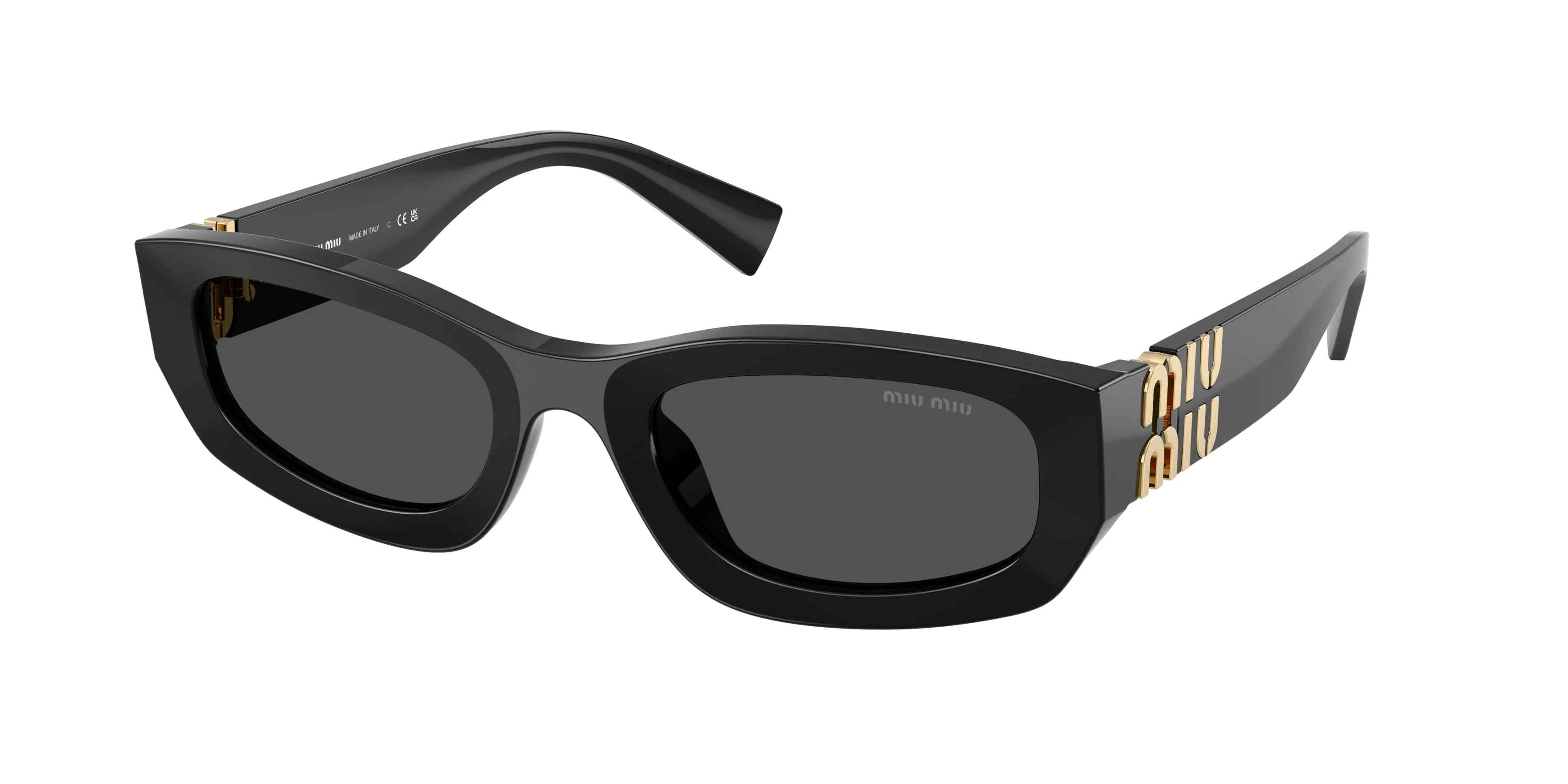 Miu Miu MU B04S 16K08Z Occhiali da sole Acetato Nero Grigio Geometrica Normale - immagine 1