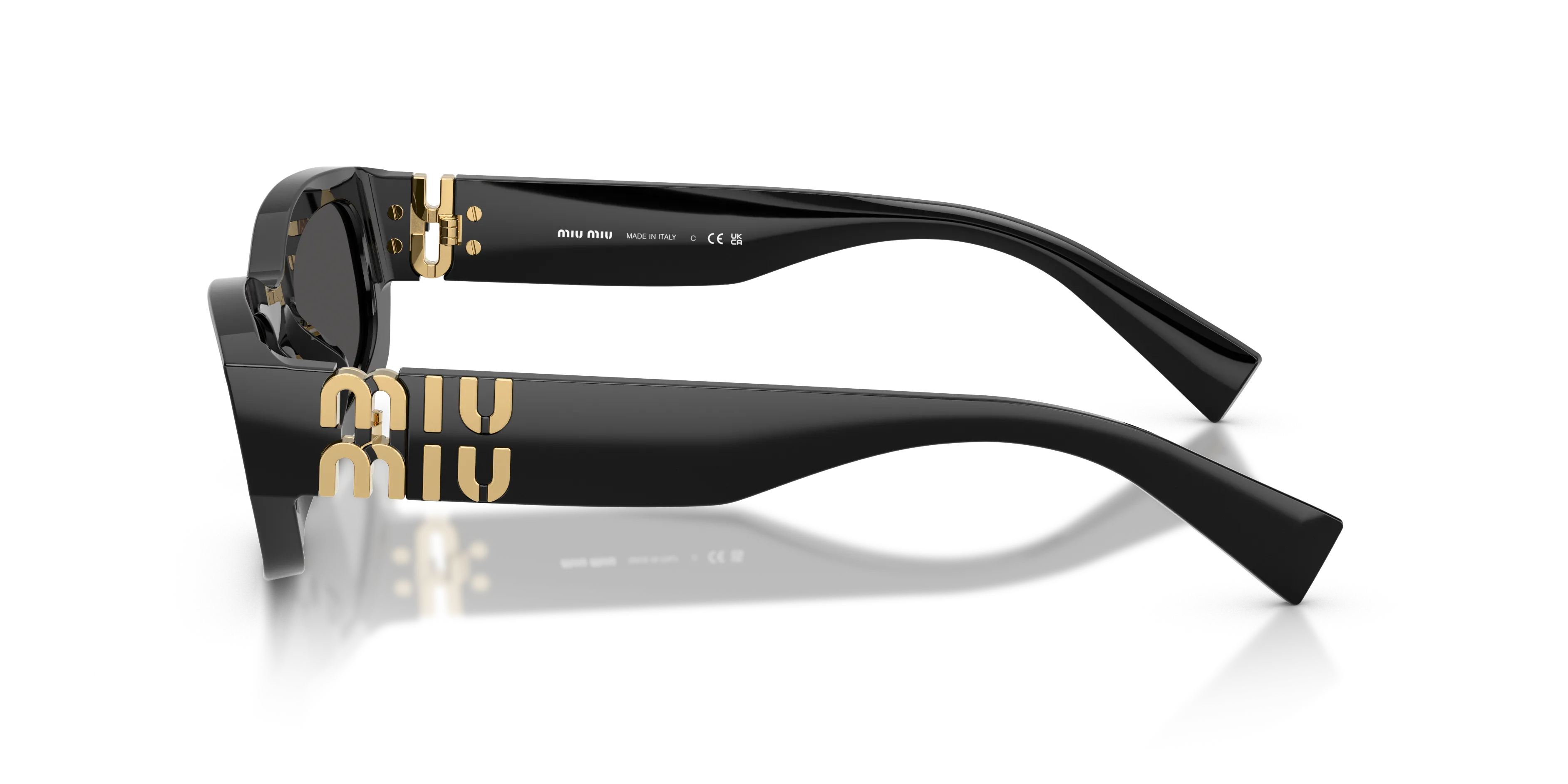 Miu Miu MU B04S 16K08Z Occhiali da sole Acetato Nero Grigio Geometrica Normale - immagine 4
