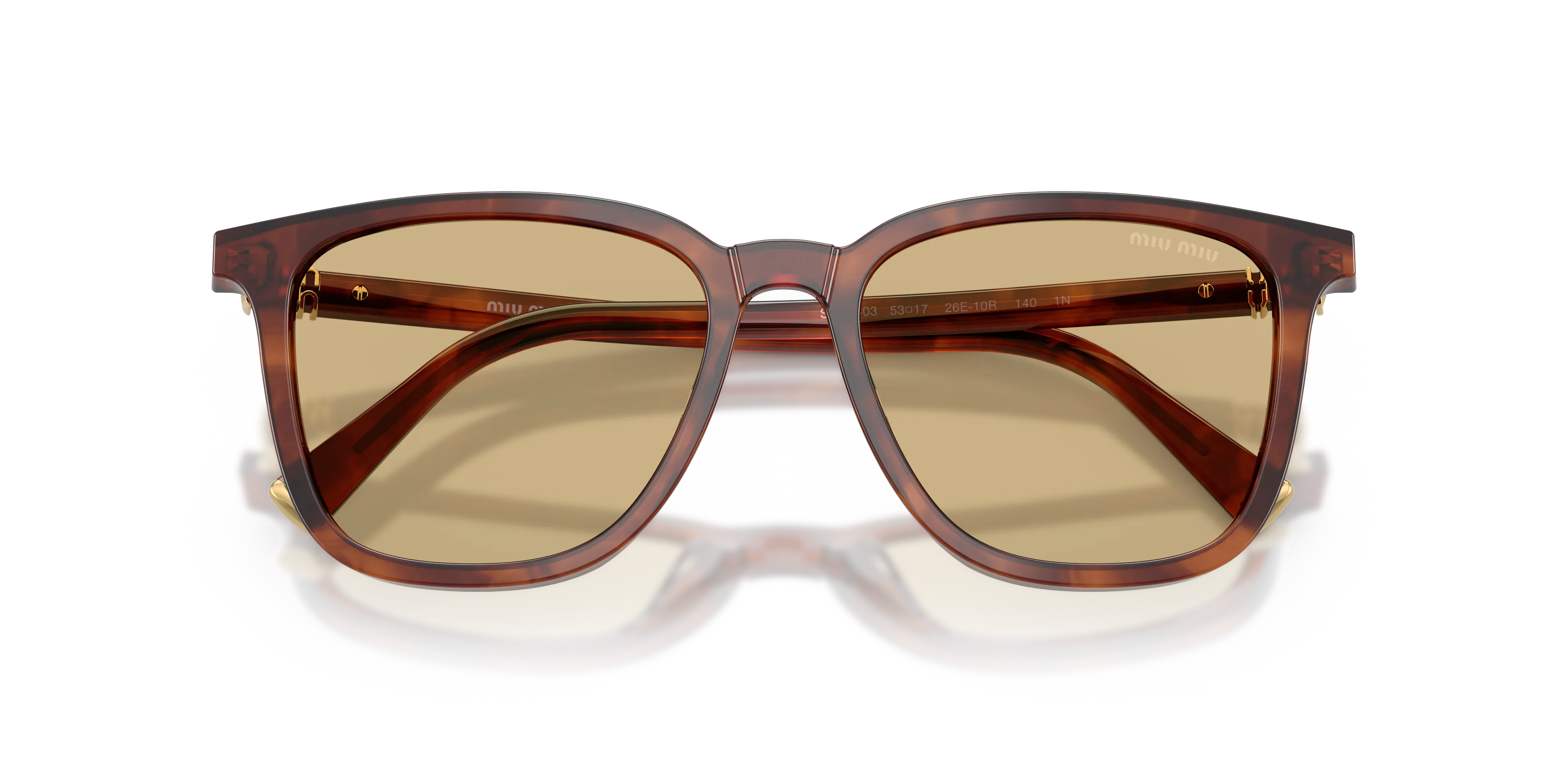 Miu Miu MU B03S 26E10R Occhiali da sole Acetato Marrone Giallo Squadrata Normale - immagine 2