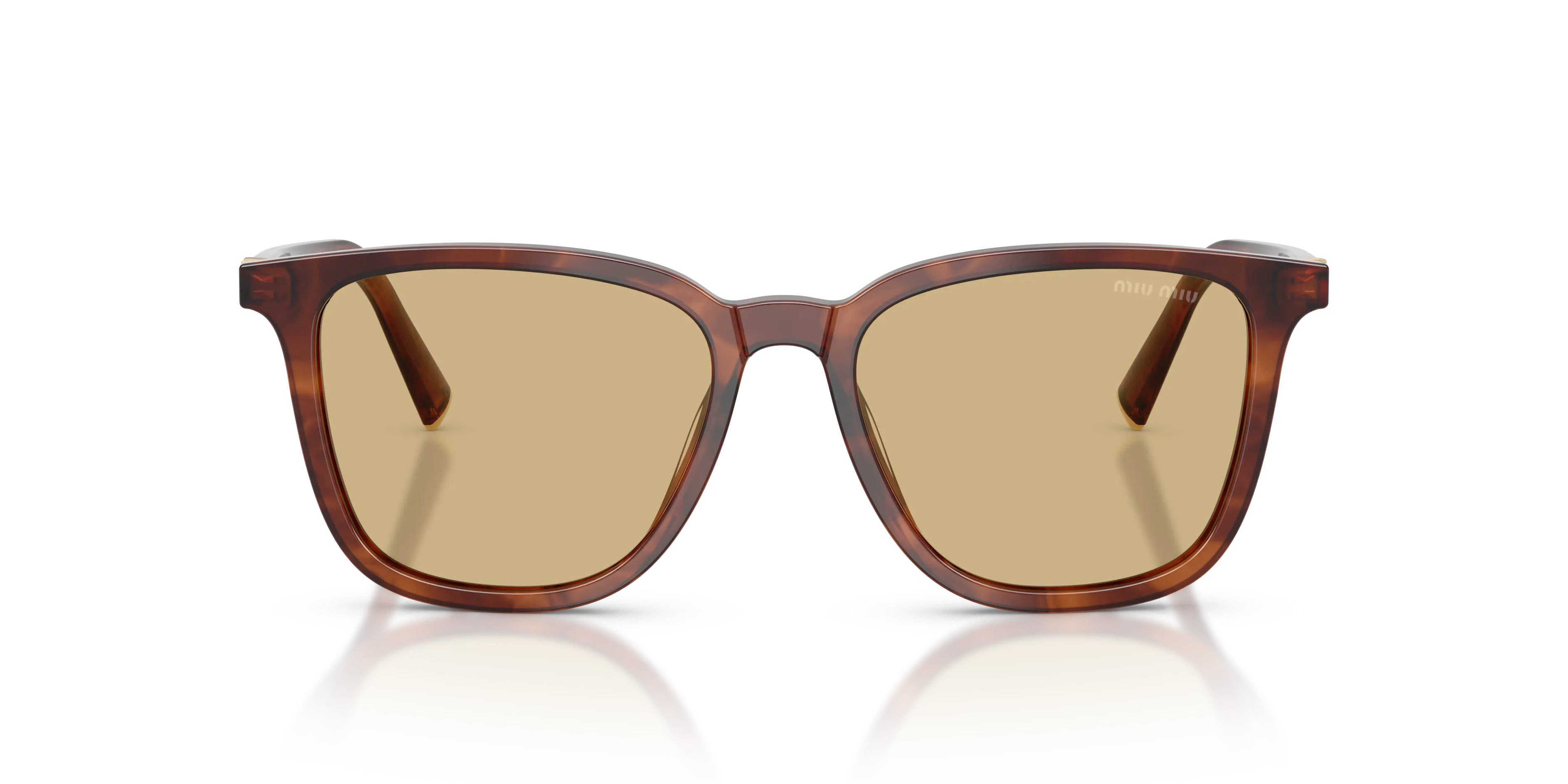 Miu Miu MU B03S 26E10R Occhiali da sole Acetato Marrone Giallo Squadrata Normale - immagine 3