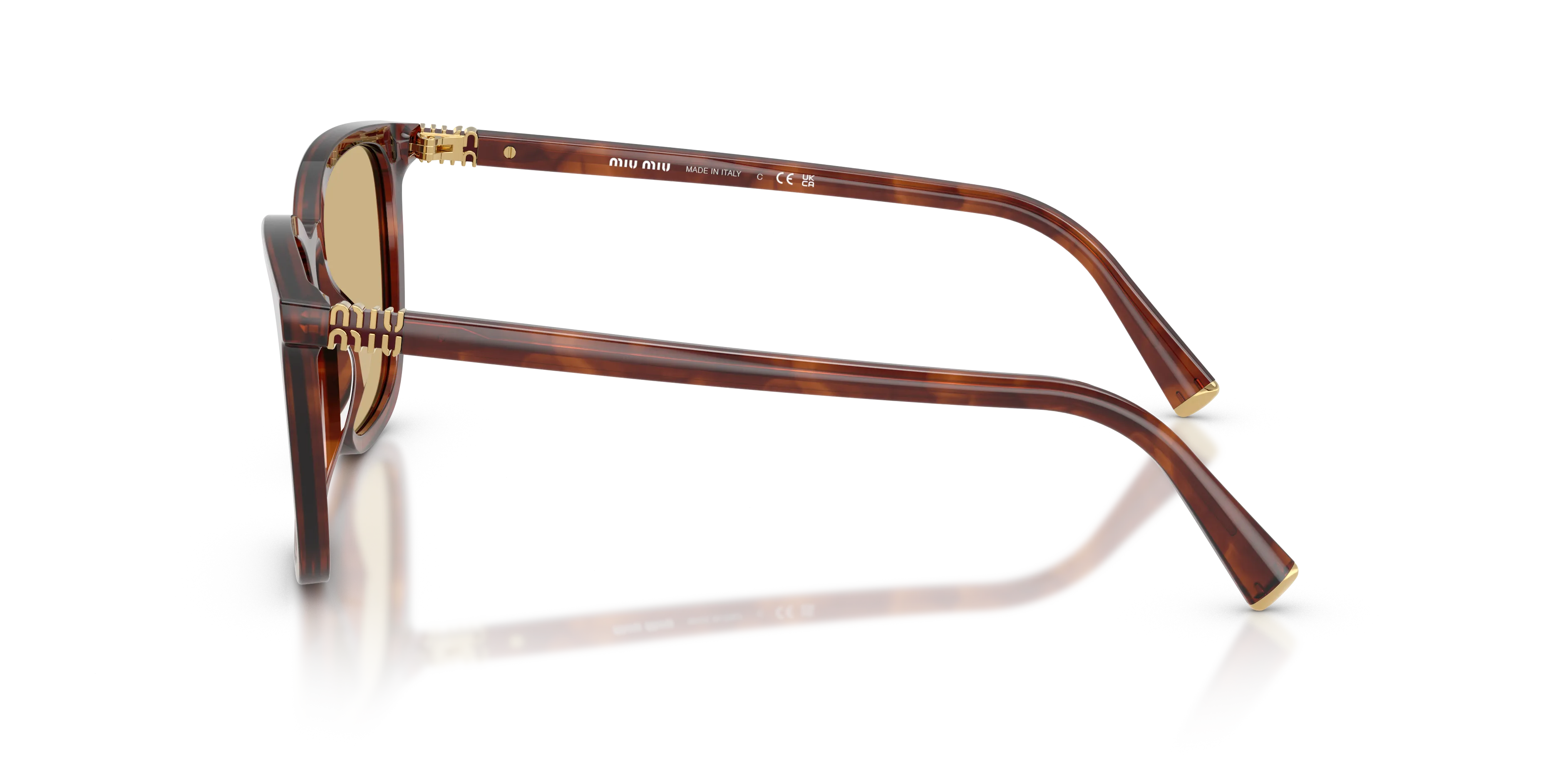 Miu Miu MU B03S 26E10R Occhiali da sole Acetato Marrone Giallo Squadrata Normale - immagine 4