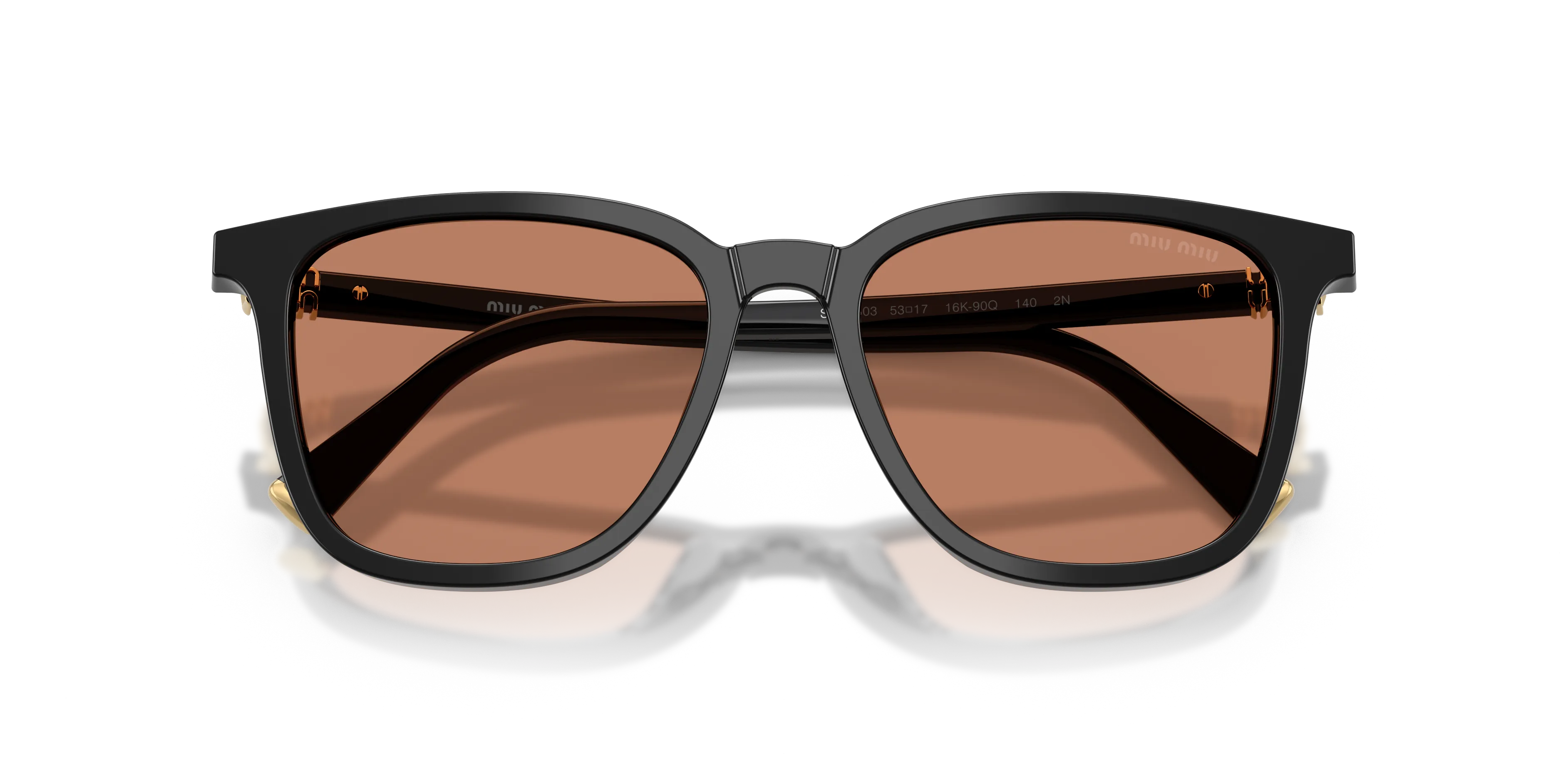 Miu Miu MU B03S 16K90Q Occhiali da sole Acetato Nero Marrone Squadrata Normale - immagine 2