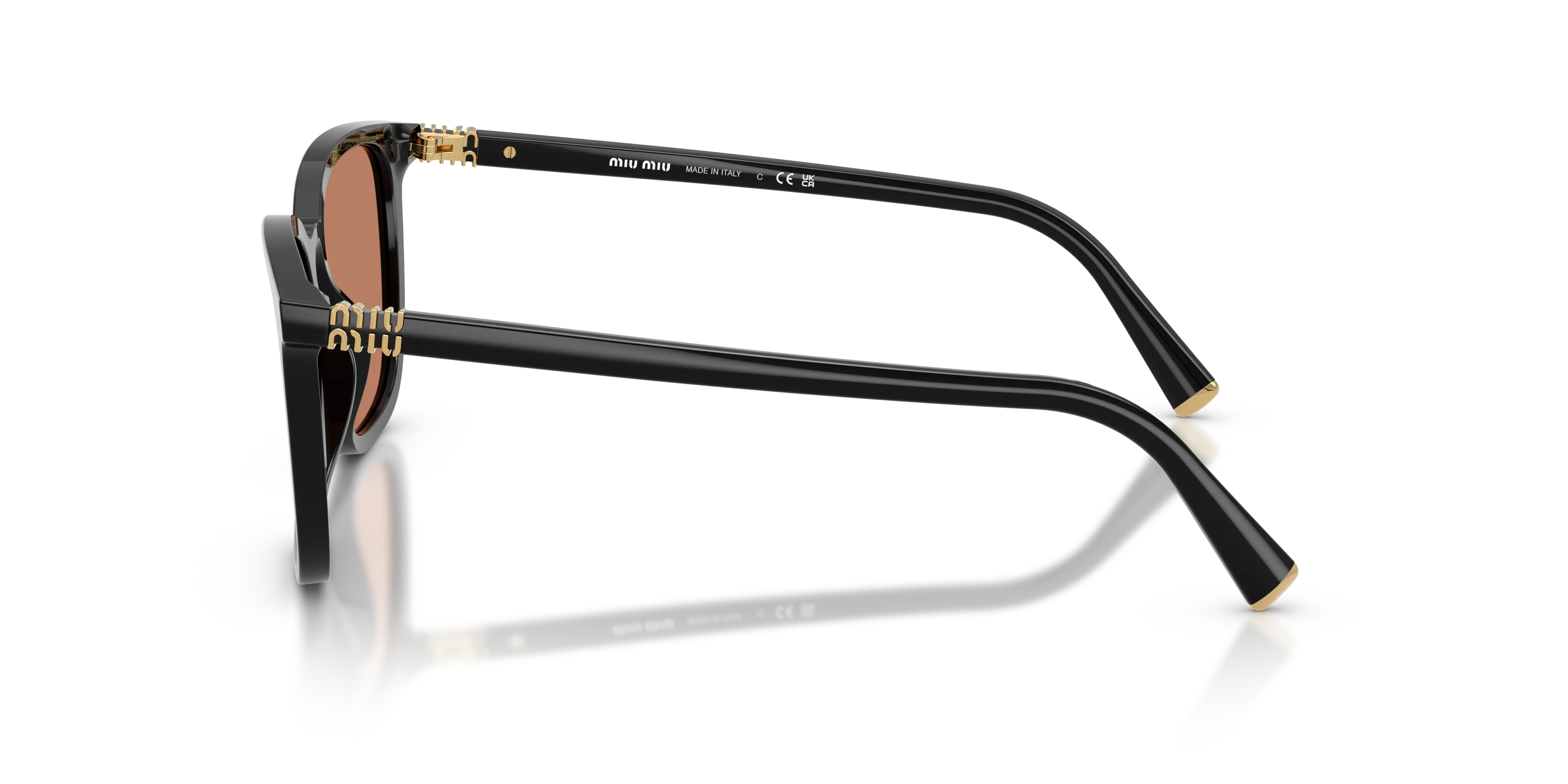 Miu Miu MU B03S 16K90Q Occhiali da sole Acetato Nero Marrone Squadrata Normale - immagine 4