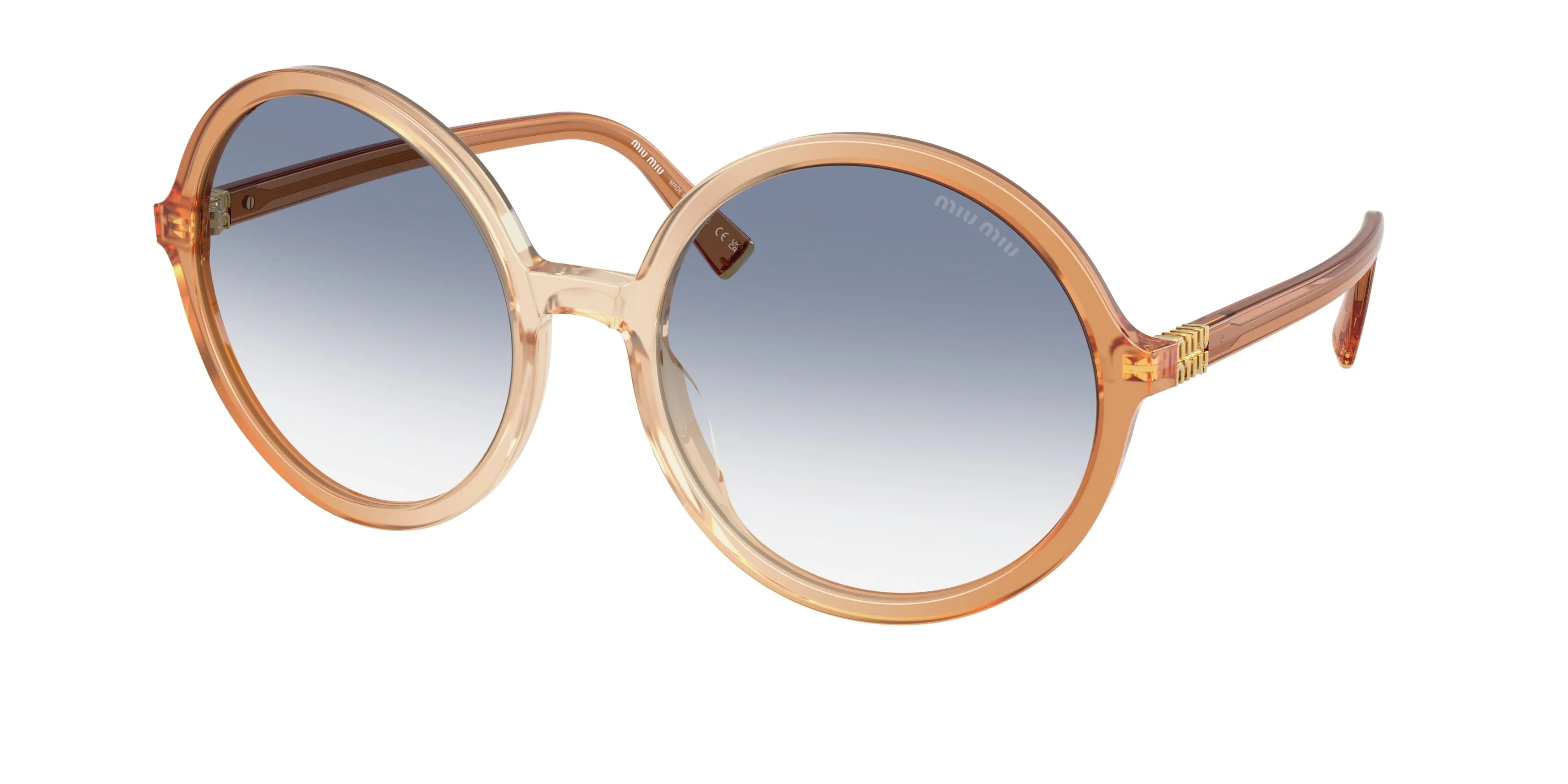 Miu Miu MU B02S 26G80O Occhiali da sole Acetato Marrone Blu Rotonda Normale Sfumato - immagine 1