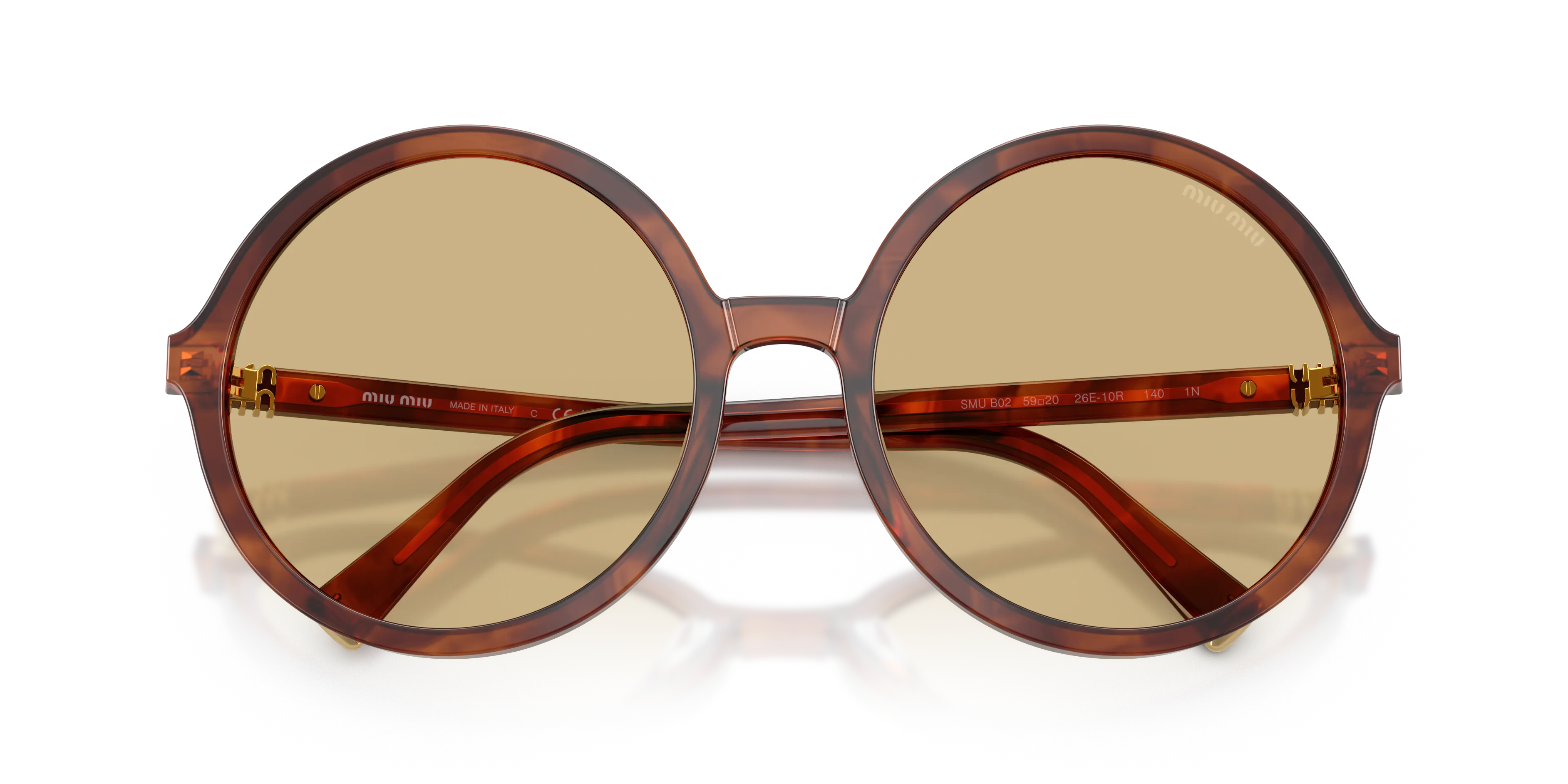 Miu Miu MU B02S 26E10R Occhiali da sole Acetato Marrone Giallo Rotonda Normale - immagine 2