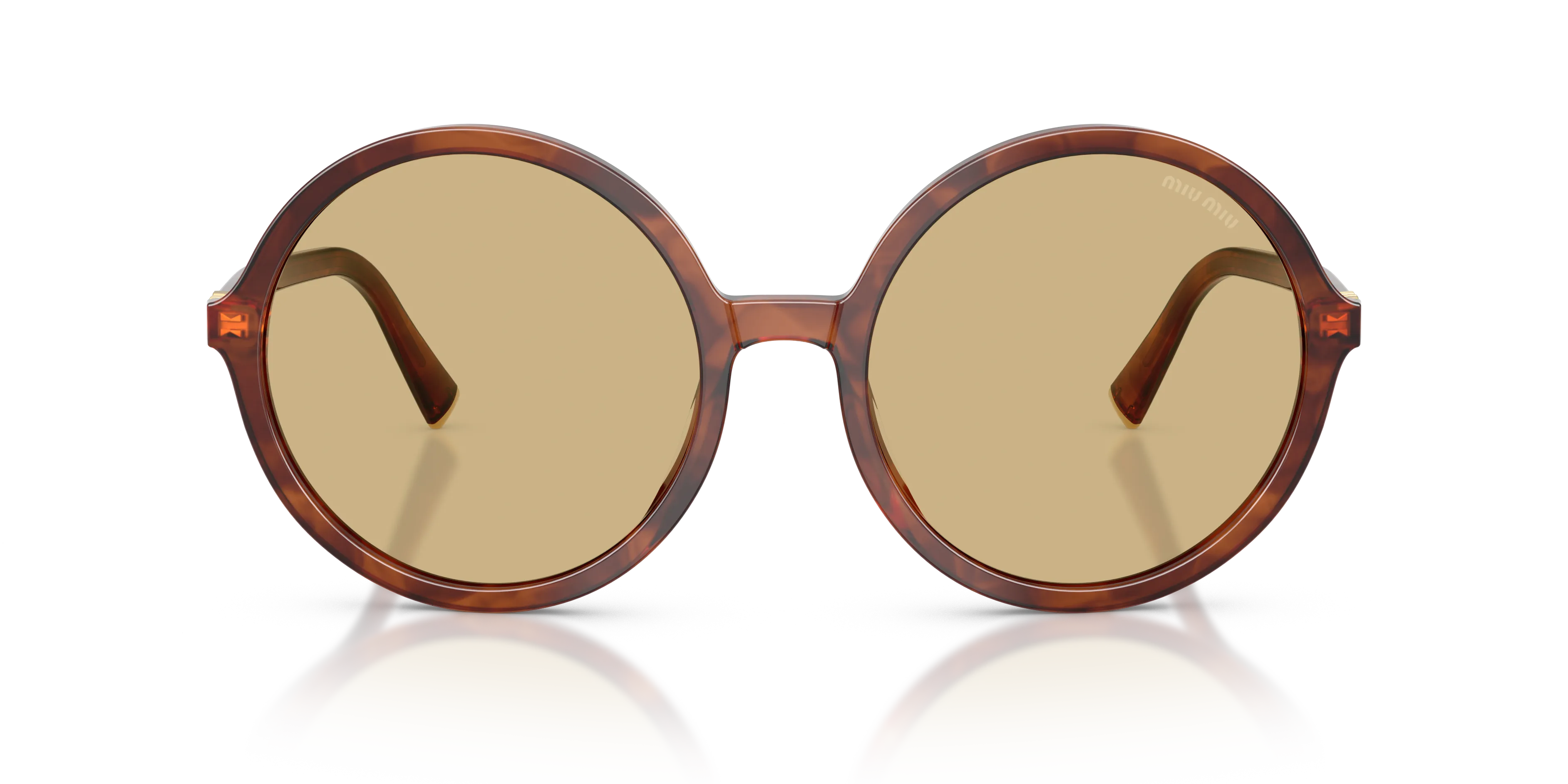 Miu Miu MU B02S 26E10R Occhiali da sole Acetato Marrone Giallo Rotonda Normale - immagine 3