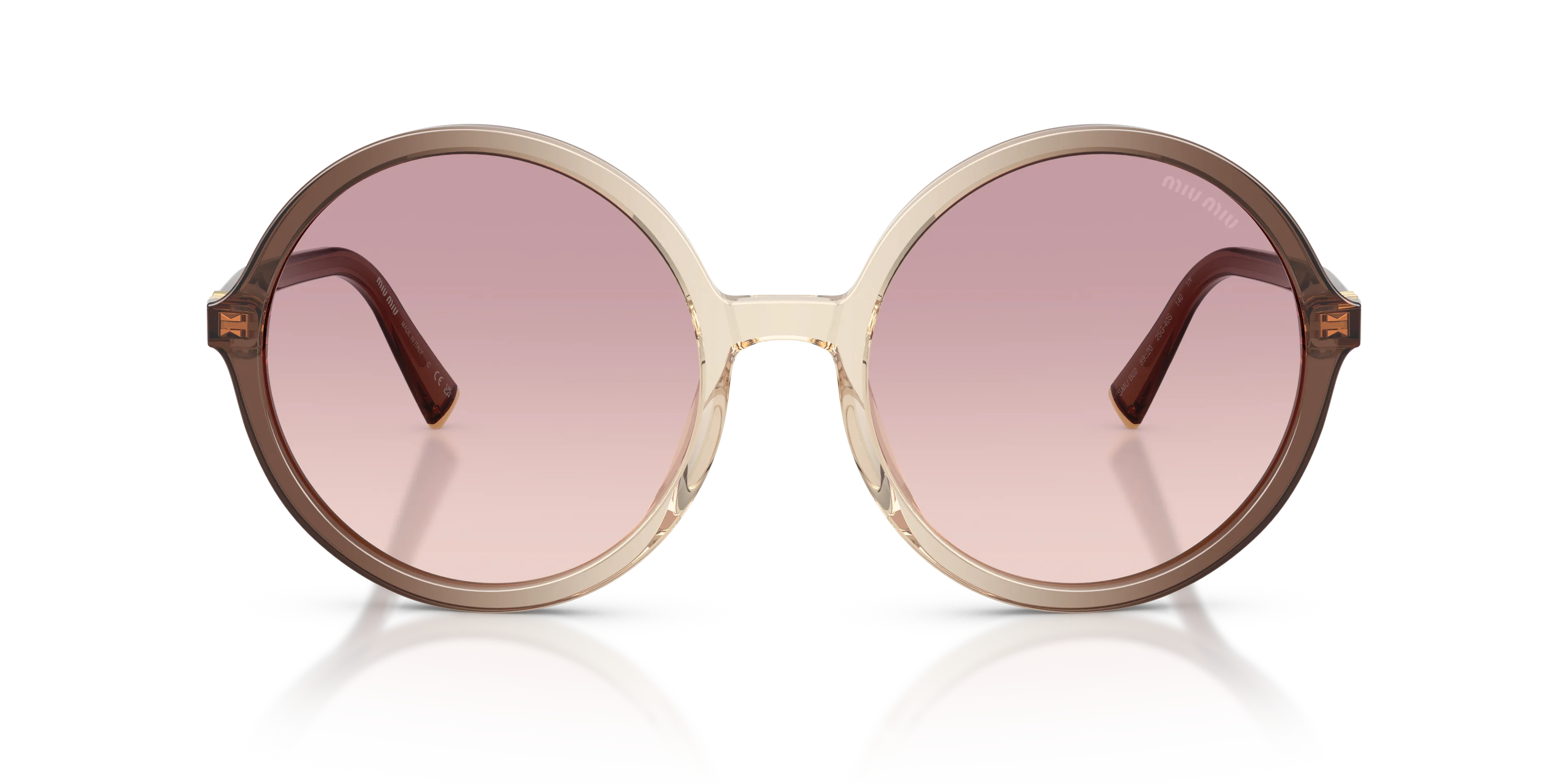 Miu Miu MU B02S 25G40S Occhiali da sole Acetato Marrone Marrone Rotonda Normale Sfumato - immagine 3