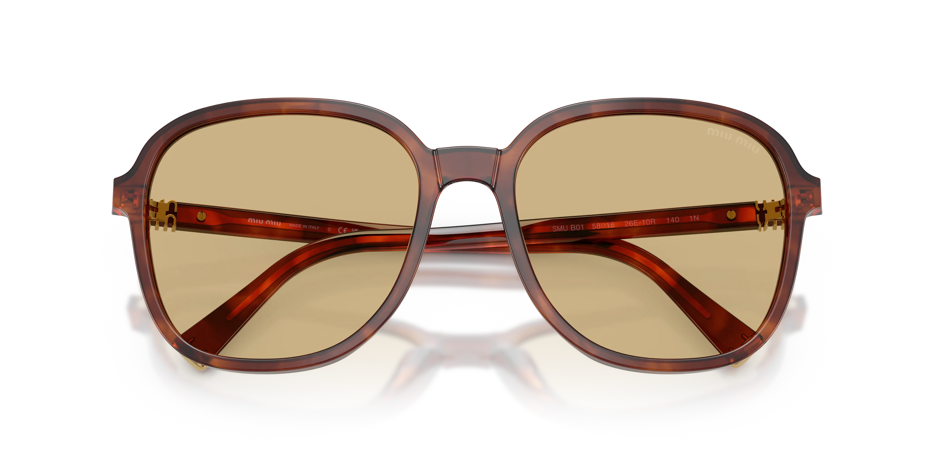 Miu Miu MU B01S 26E10R Occhiali da sole Acetato Marrone Giallo Pillow Normale - immagine 2