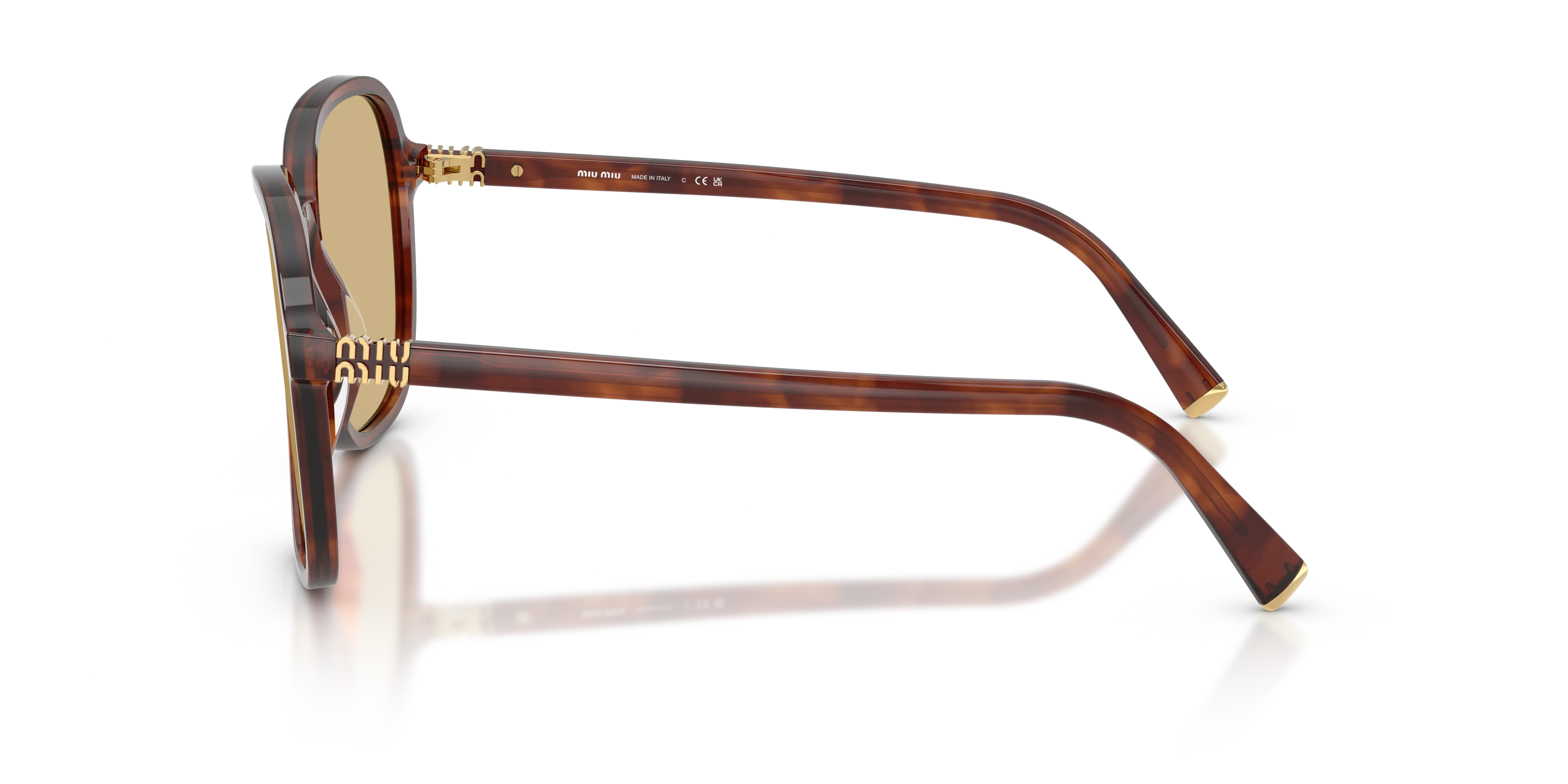 Miu Miu MU B01S 26E10R Occhiali da sole Acetato Marrone Giallo Pillow Normale - immagine 4