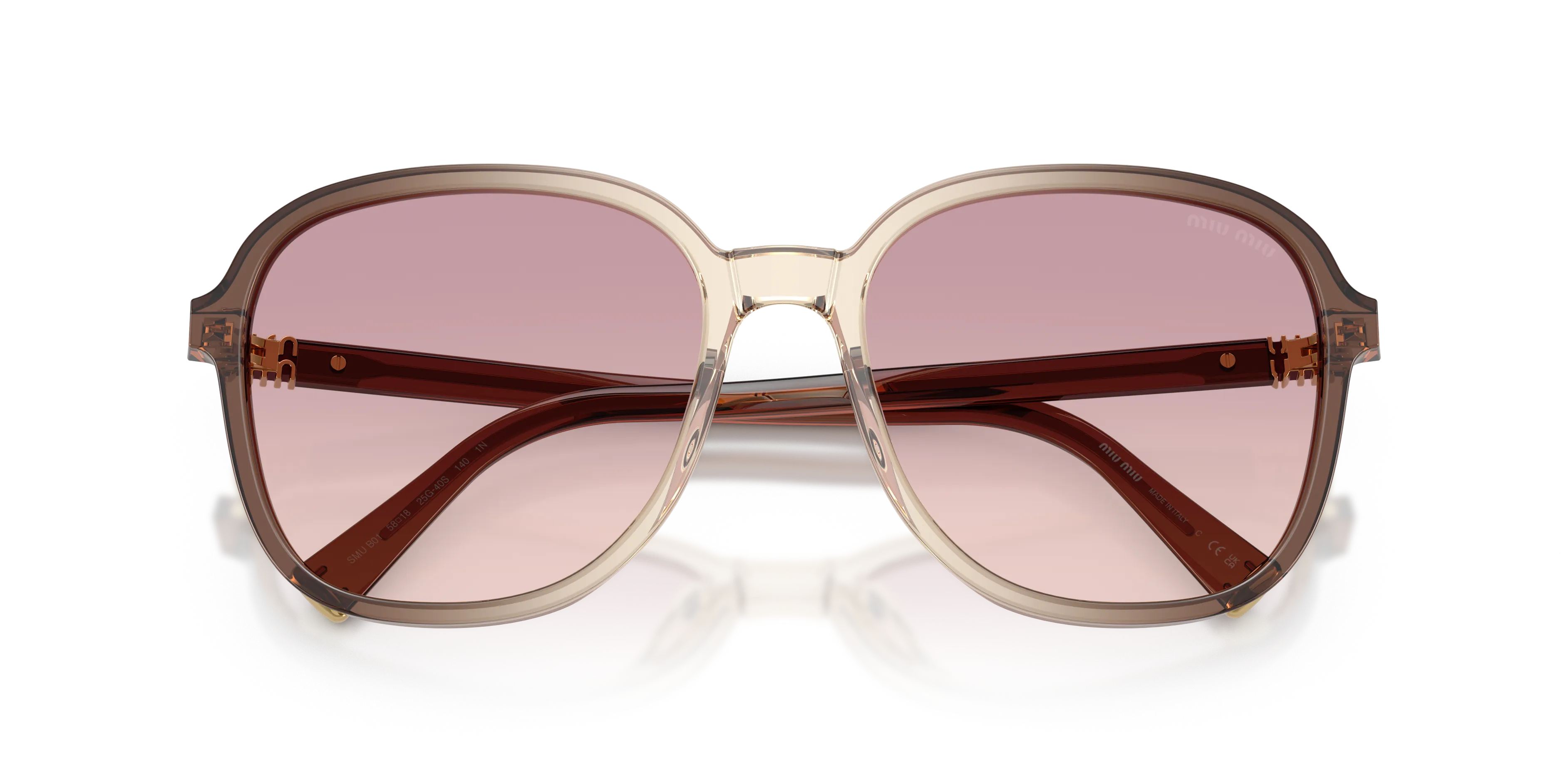 Miu Miu MU B01S 25G40S Occhiali da sole Acetato Marrone Marrone Pillow Normale Sfumato - immagine 2