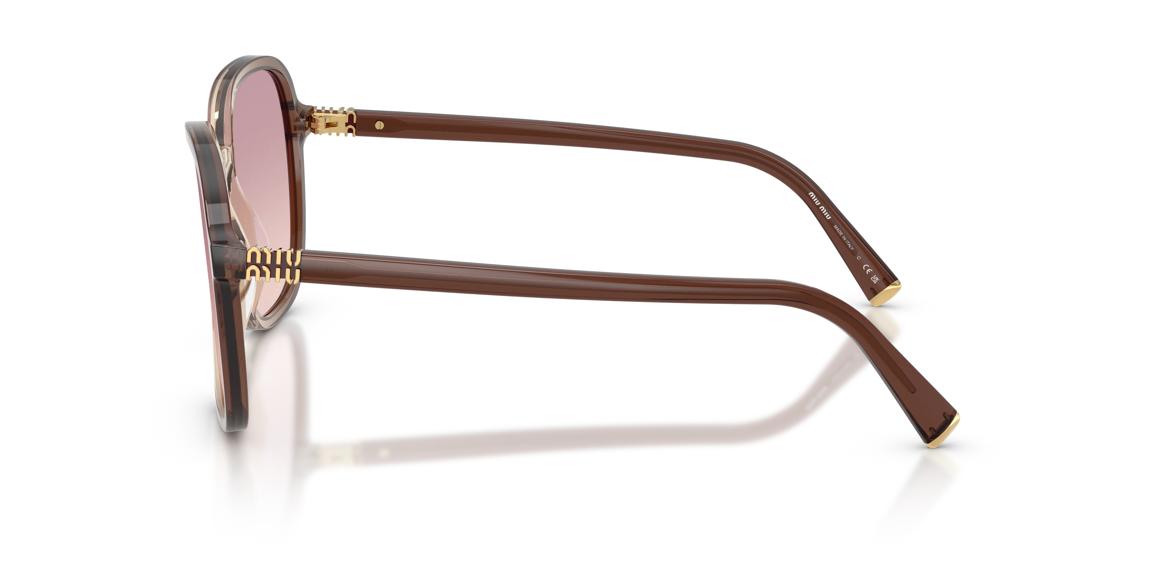 Miu Miu MU B01S 25G40S Occhiali da sole Acetato Marrone Marrone Pillow Normale Sfumato - immagine 4