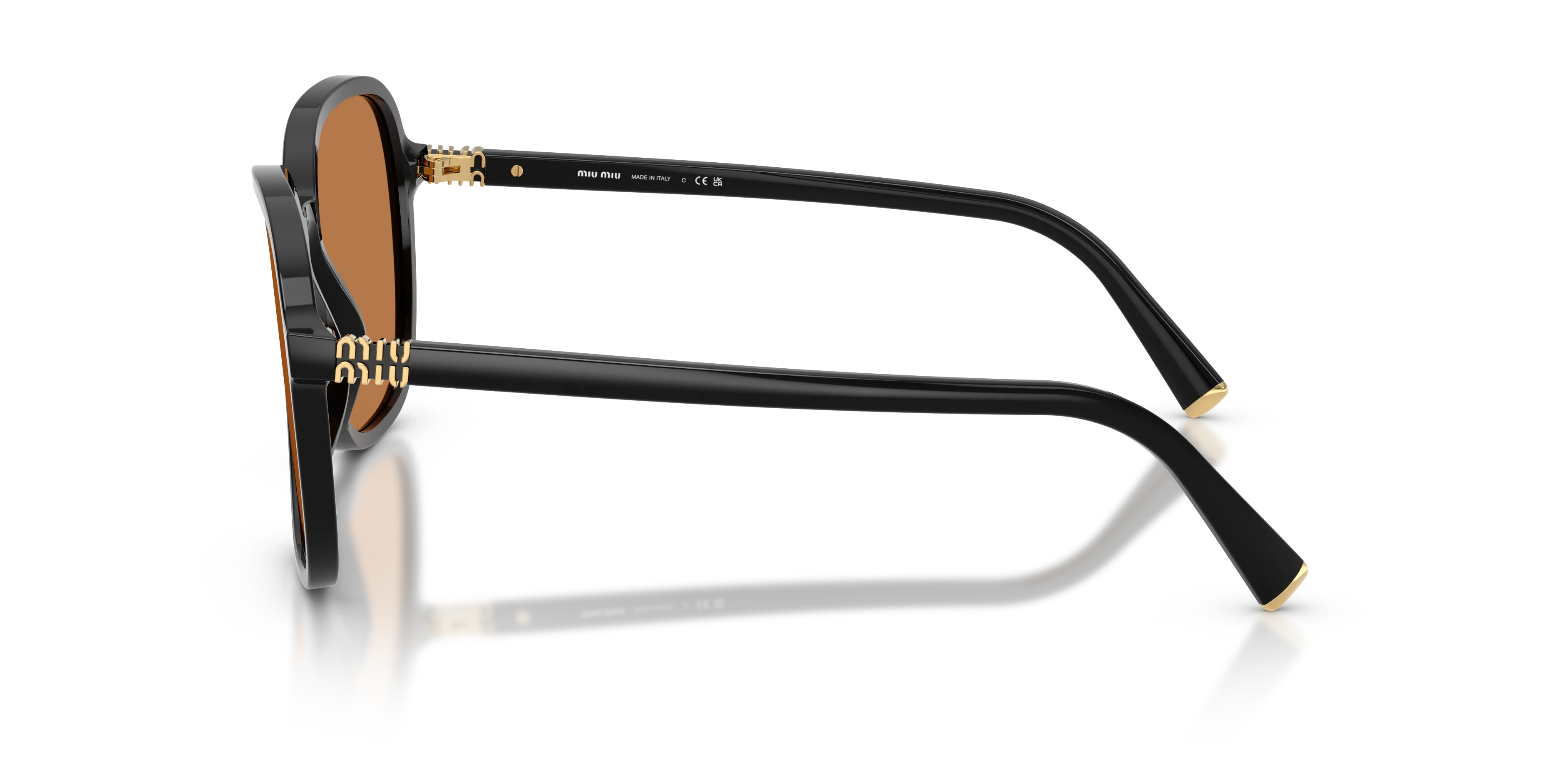 Miu Miu MU B01S 16K90Q Occhiali da sole Acetato Nero Marrone Pillow Normale - immagine 4