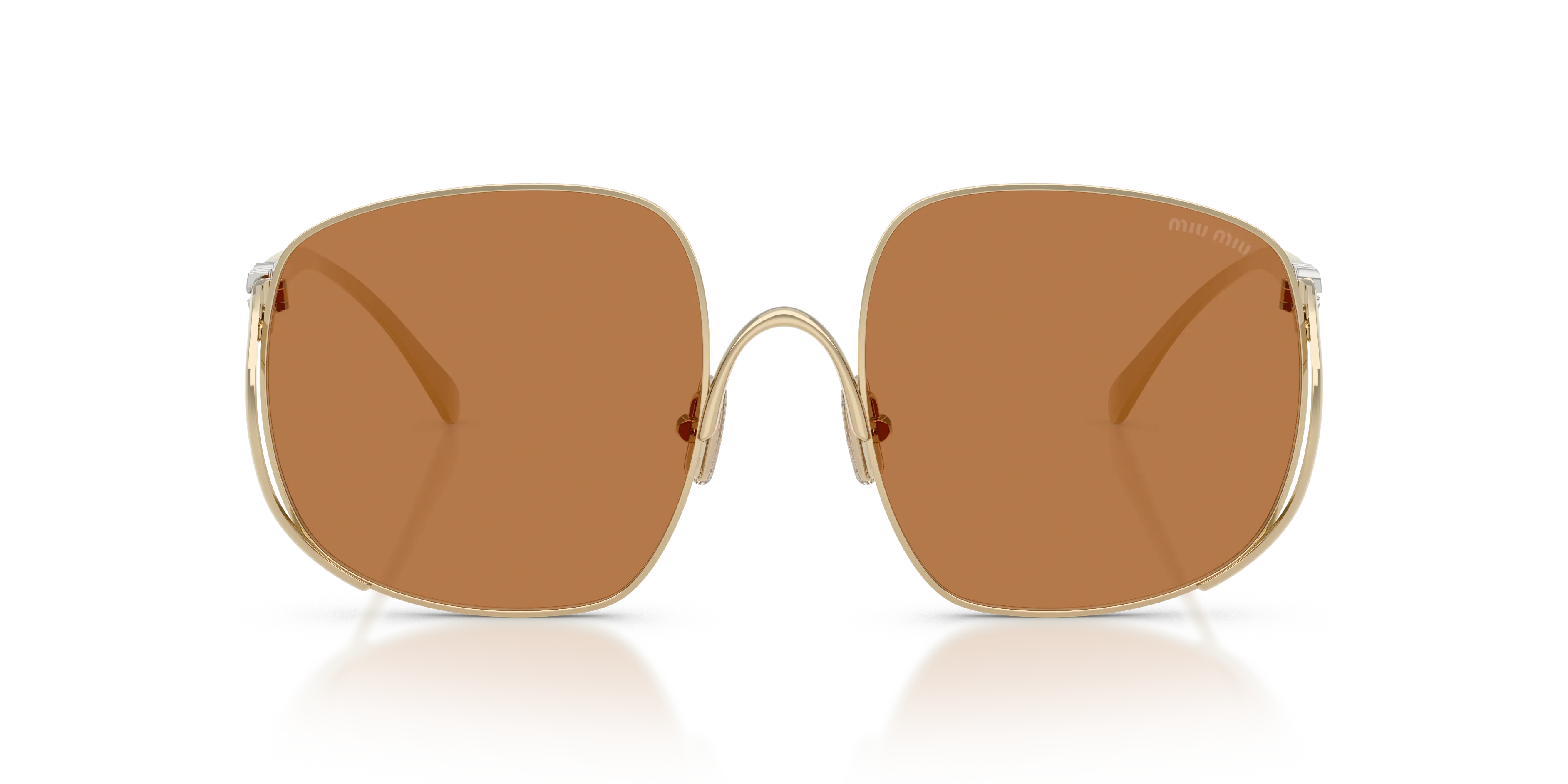 Miu Miu MU A57S ZVN90Q Occhiali da sole Metallo Oro Marrone Squadrata Normale - immagine 3