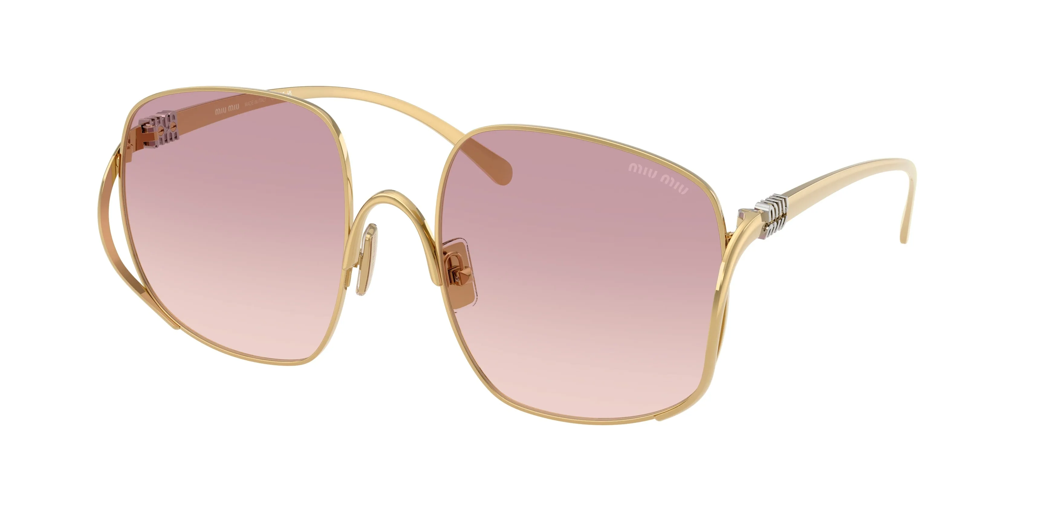 Miu Miu MU A57S 5AK40S Occhiali da sole Metallo Oro Marrone Squadrata Normale Sfumato - immagine 1