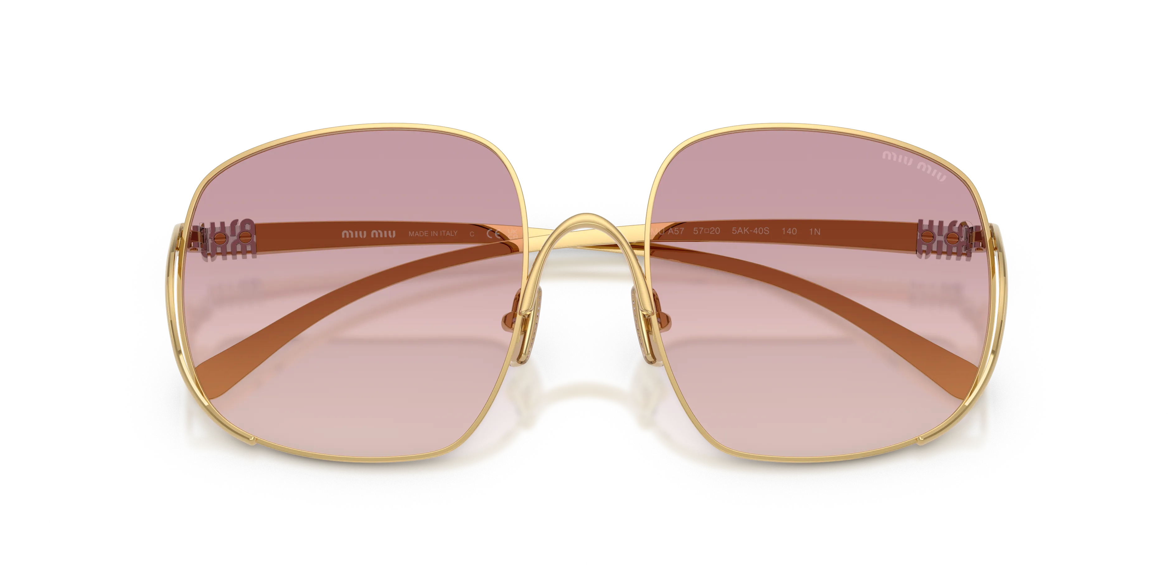 Miu Miu MU A57S 5AK40S Occhiali da sole Metallo Oro Marrone Squadrata Normale Sfumato - immagine 2