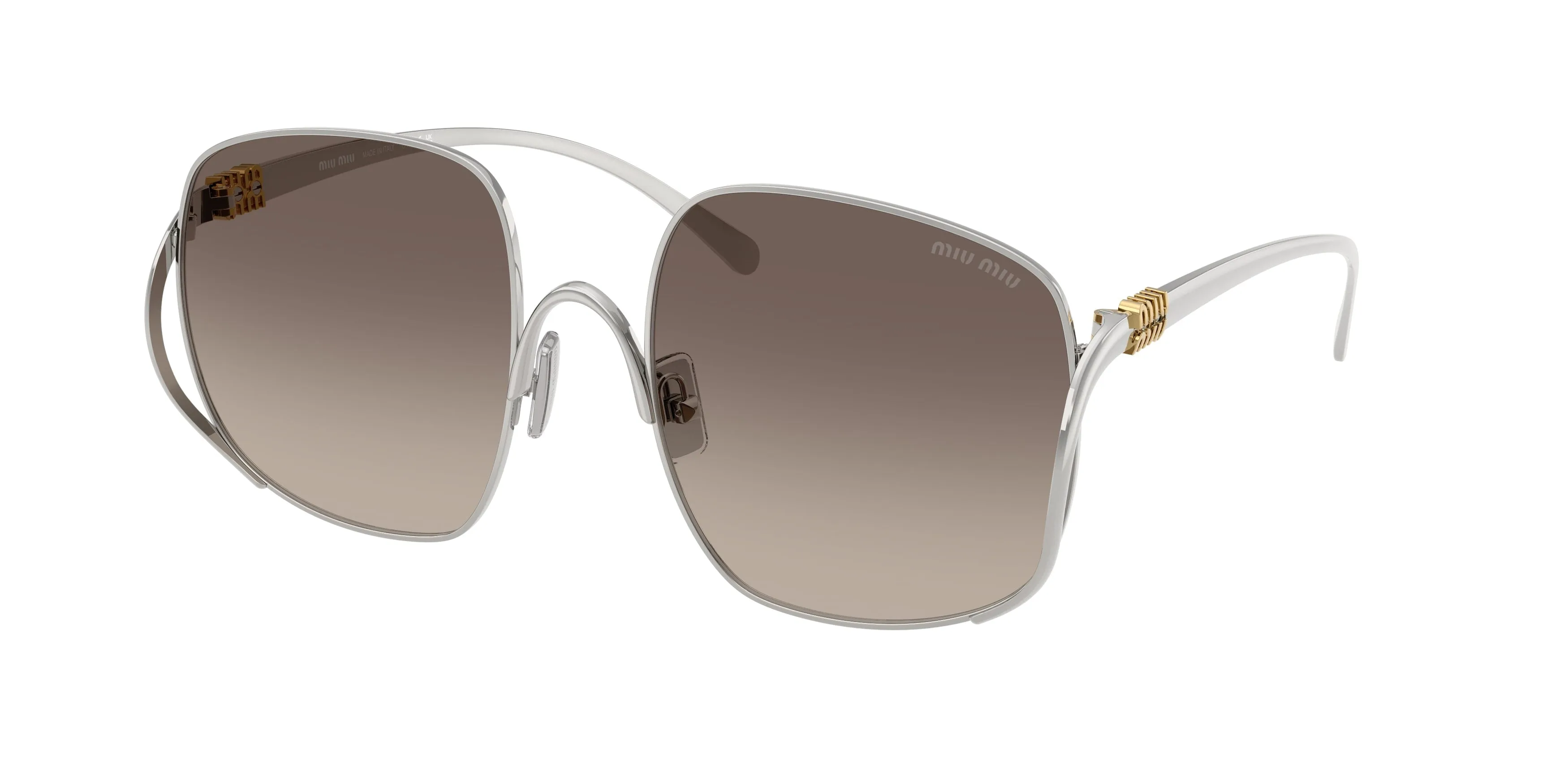 Miu Miu MU A57S 1BC30S Occhiali da sole Metallo Argento Grigio Squadrata Normale Sfumato - immagine 1