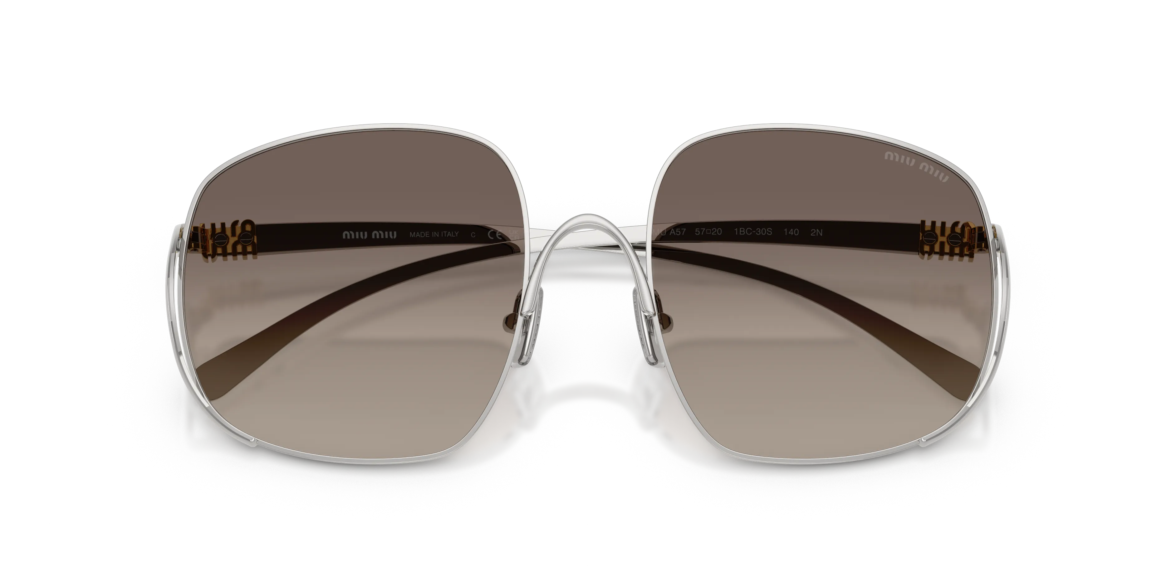 Miu Miu MU A57S 1BC30S Occhiali da sole Metallo Argento Grigio Squadrata Normale Sfumato - immagine 2