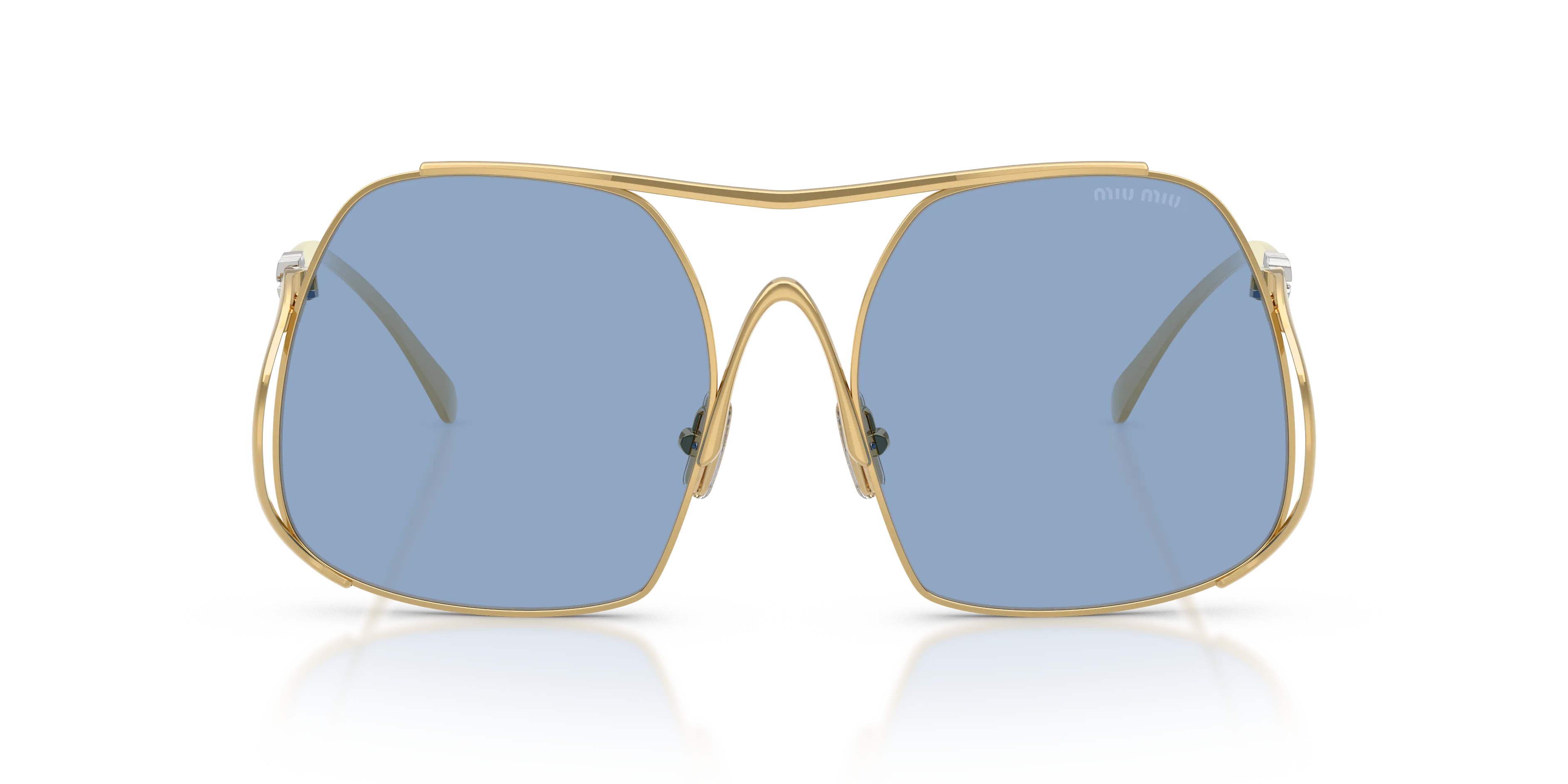 Miu Miu MU A55S 5AK30U Occhiali da sole Acciaio Oro Blu Squadrata Normale - immagine 3