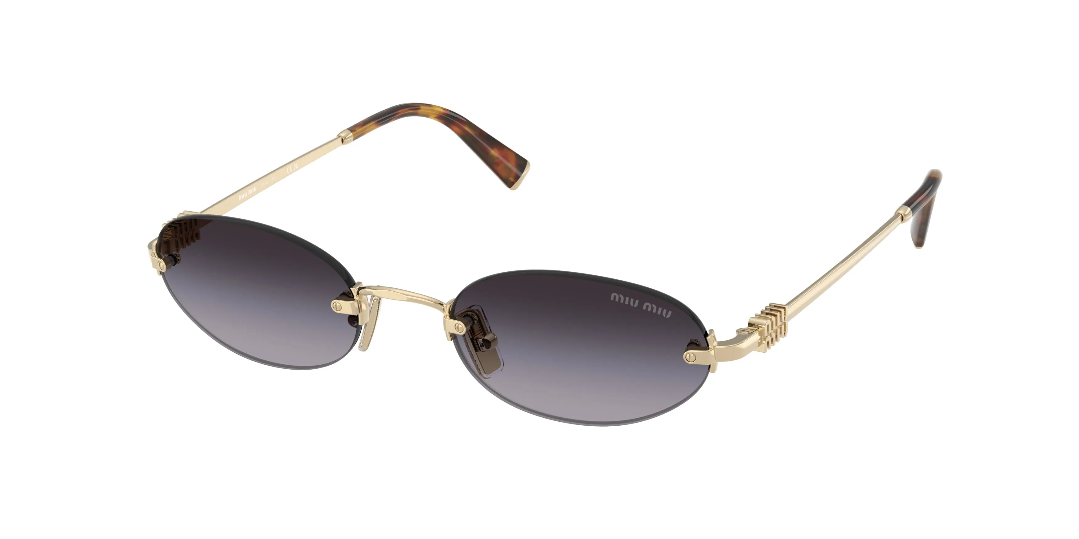 Miu Miu MU A54S ZVN5D1 Occhiali da sole Metallo Oro Grigio Rotonda Normale Sfumato - immagine 1
