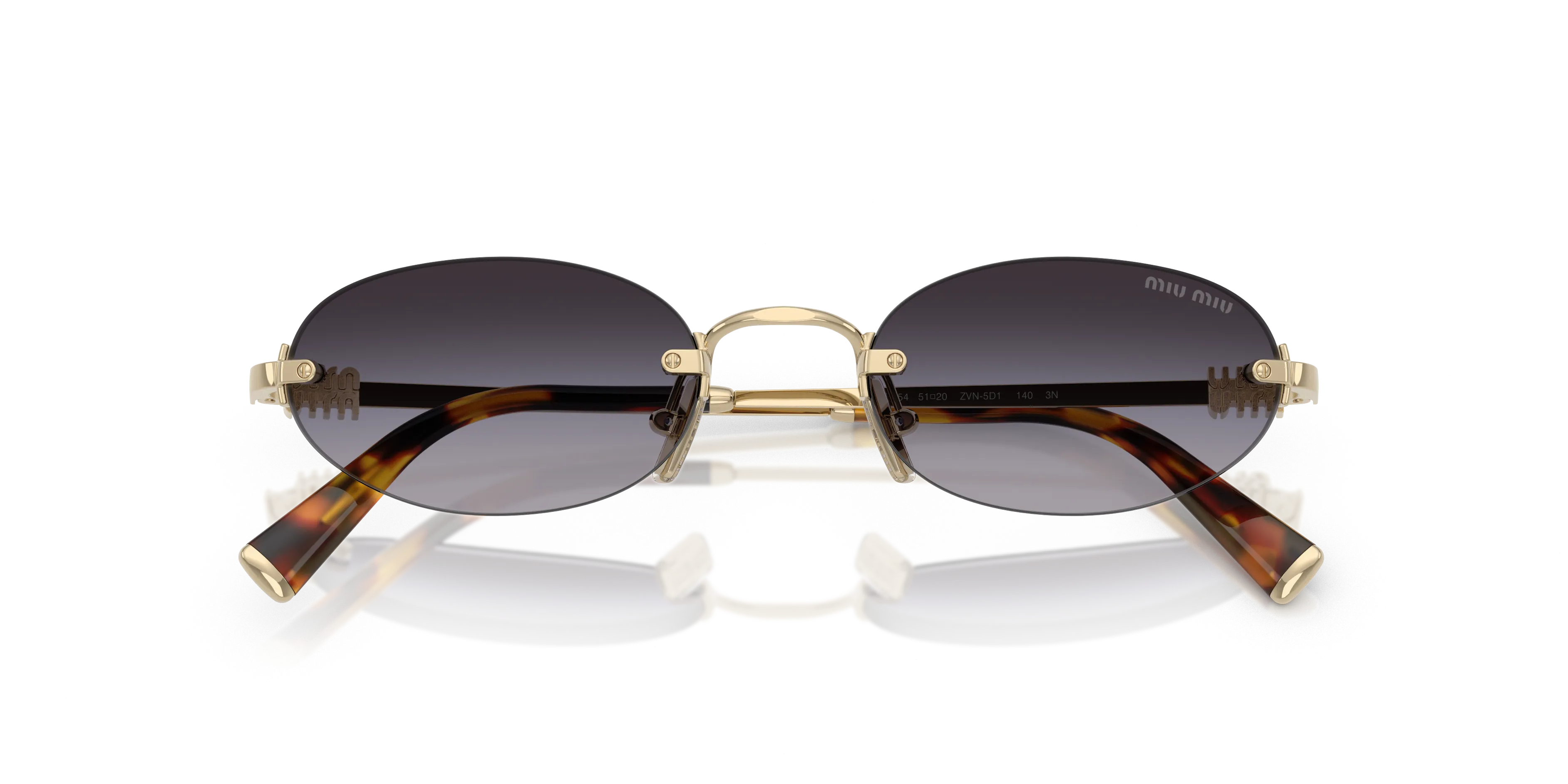 Miu Miu MU A54S ZVN5D1 Occhiali da sole Metallo Oro Grigio Rotonda Normale Sfumato - immagine 2