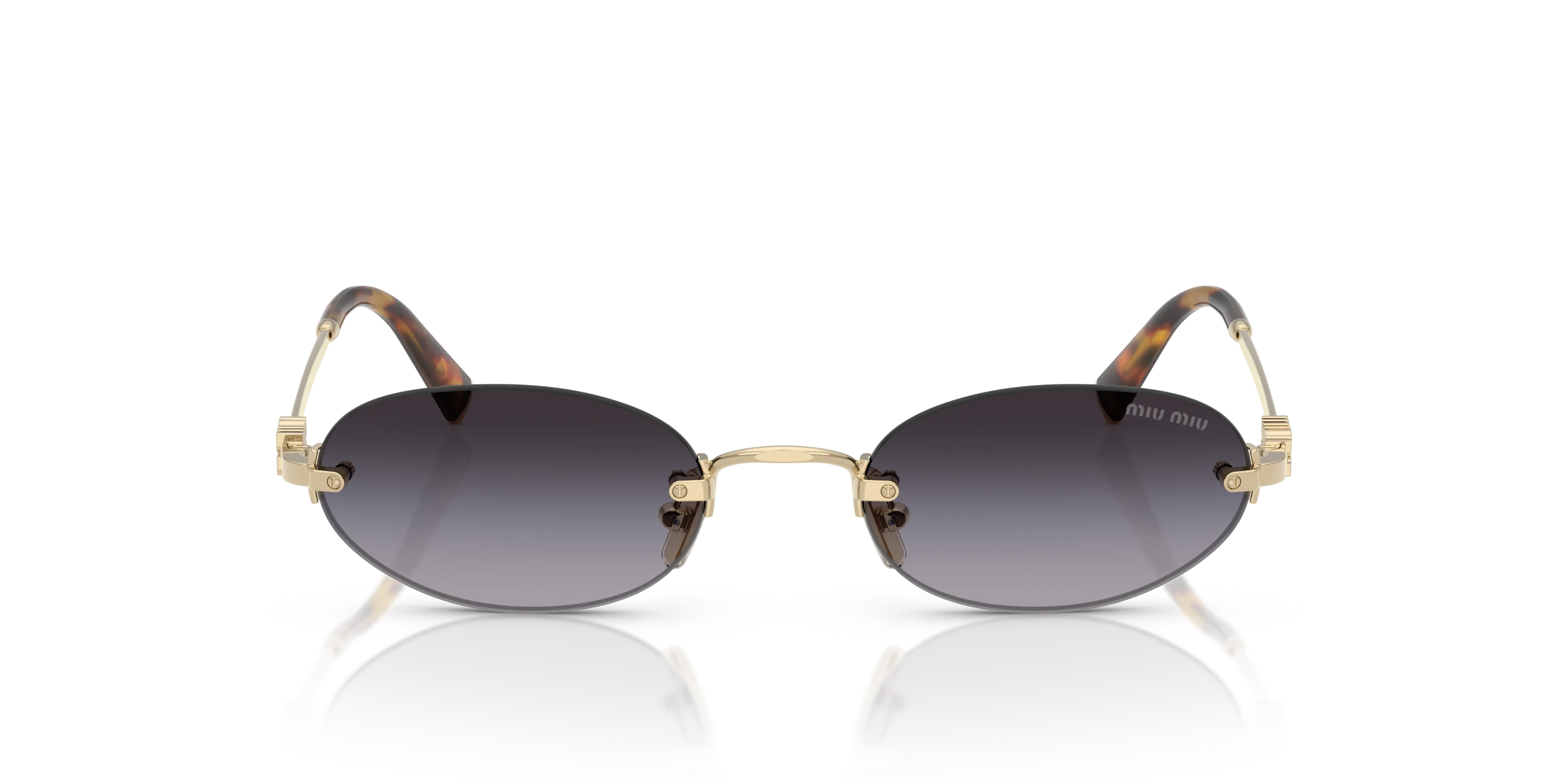 Miu Miu MU A54S ZVN5D1 Occhiali da sole Metallo Oro Grigio Rotonda Normale Sfumato - immagine 3