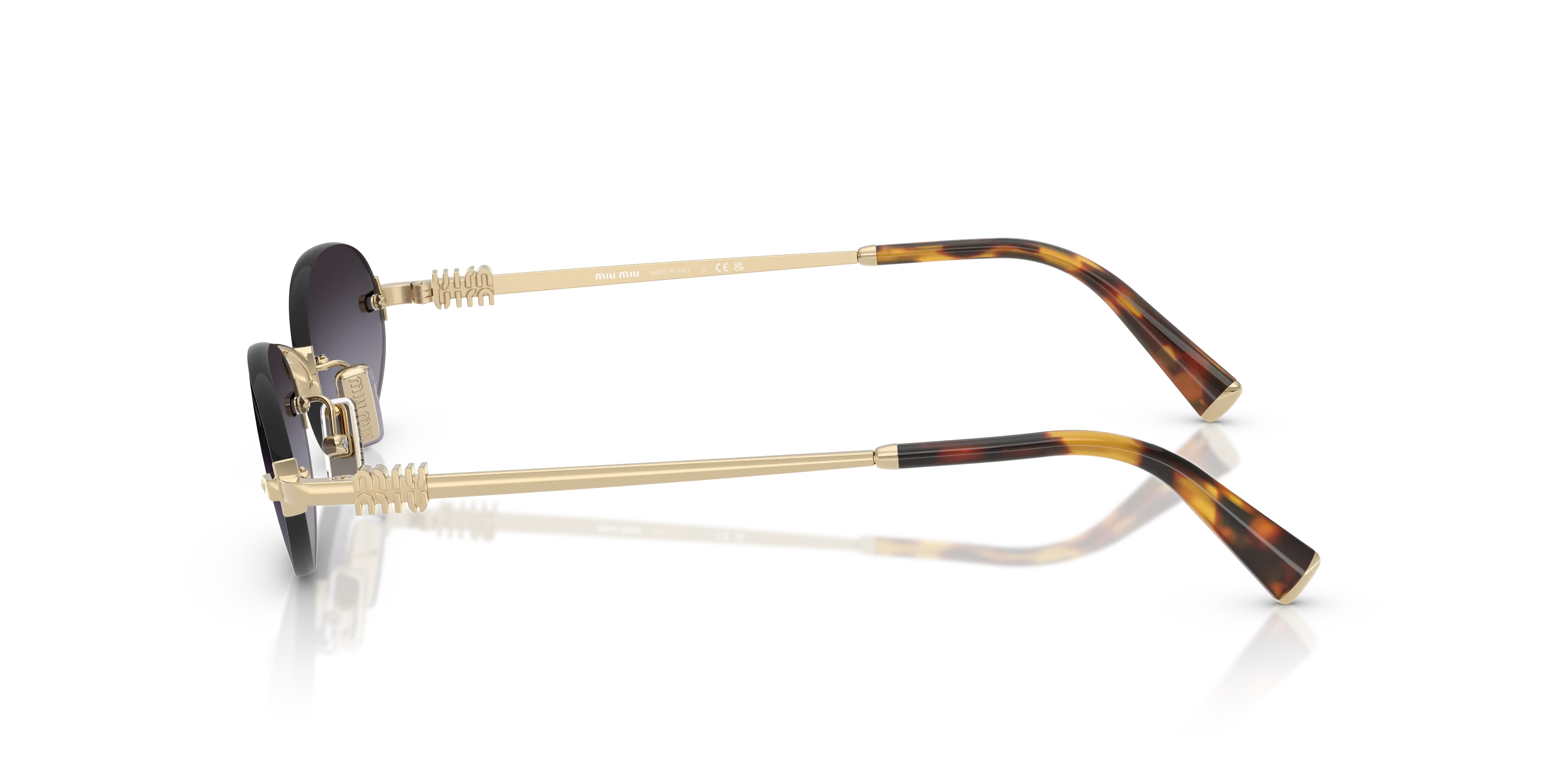 Miu Miu MU A54S ZVN5D1 Occhiali da sole Metallo Oro Grigio Rotonda Normale Sfumato - immagine 4