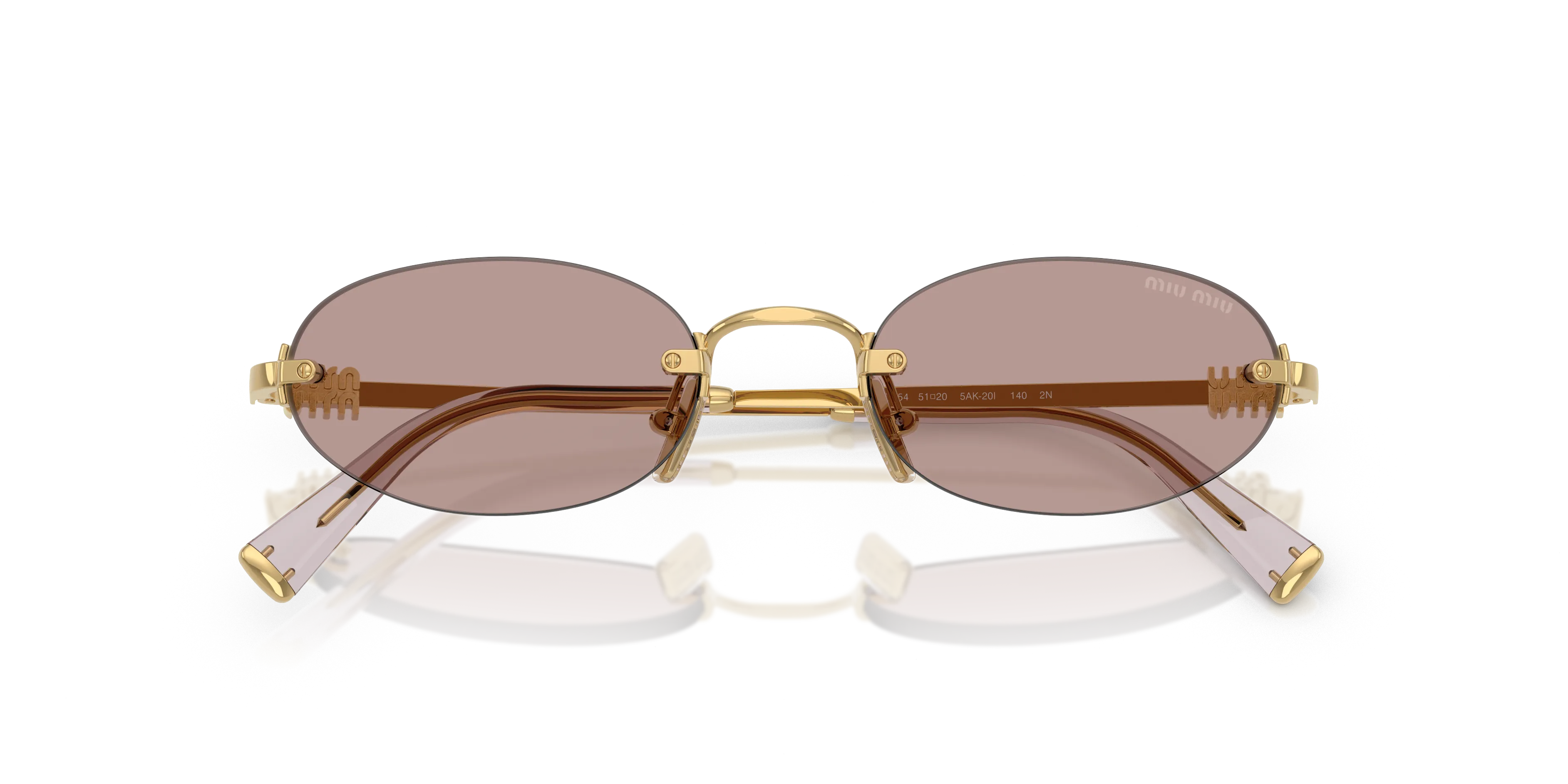 Miu Miu MU A54S 5AK20I Occhiali da sole Metallo Oro Marrone Rotonda Normale - immagine 2