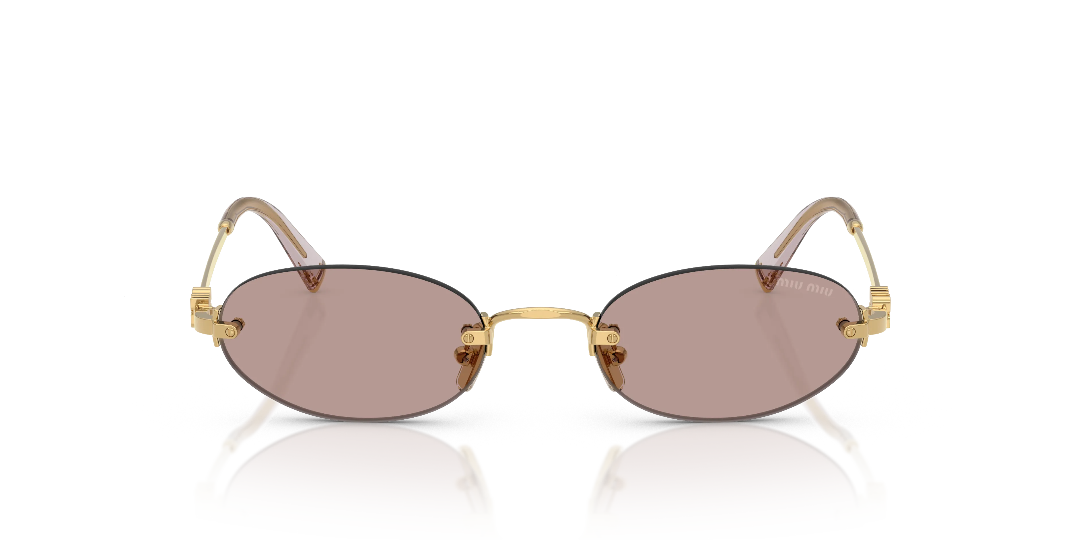 Miu Miu MU A54S 5AK20I Occhiali da sole Metallo Oro Marrone Rotonda Normale - immagine 3
