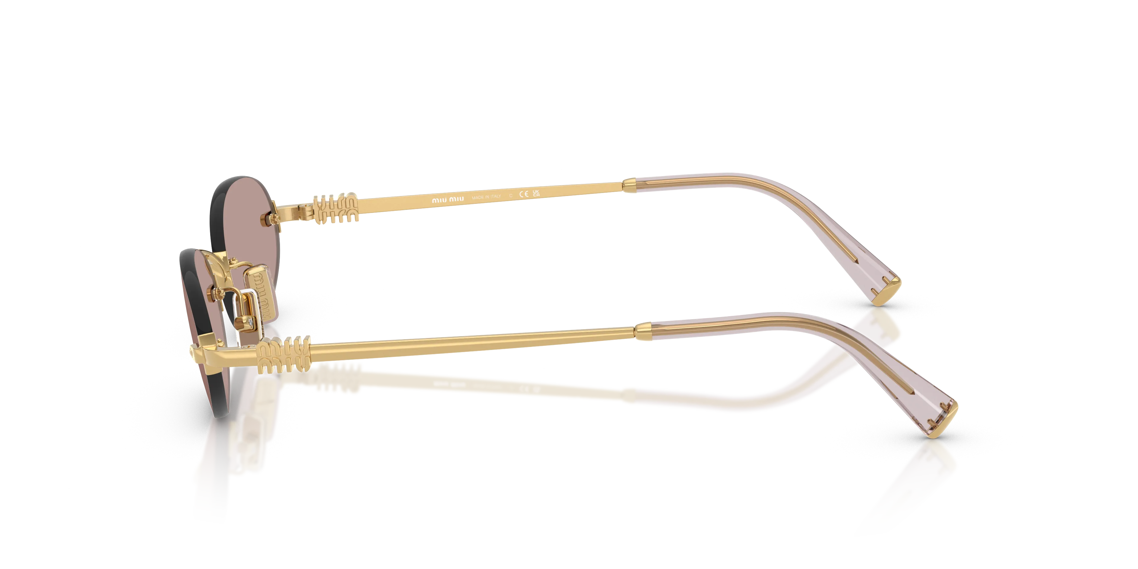Miu Miu MU A54S 5AK20I Occhiali da sole Metallo Oro Marrone Rotonda Normale - immagine 4