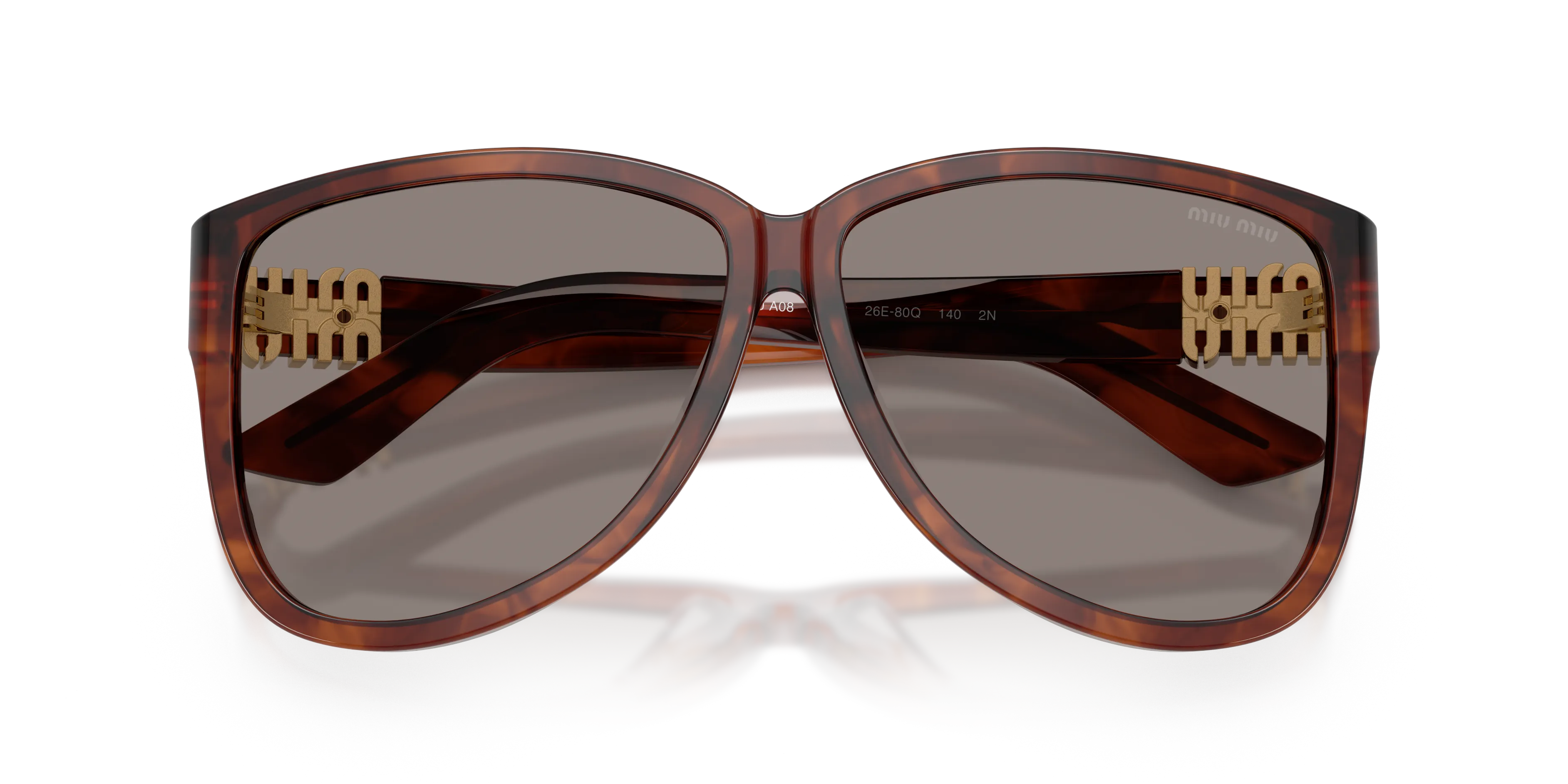 Miu Miu MU A08S 26E80Q Occhiali da sole Acetato Marrone Grigio Pilot Normale - immagine 2