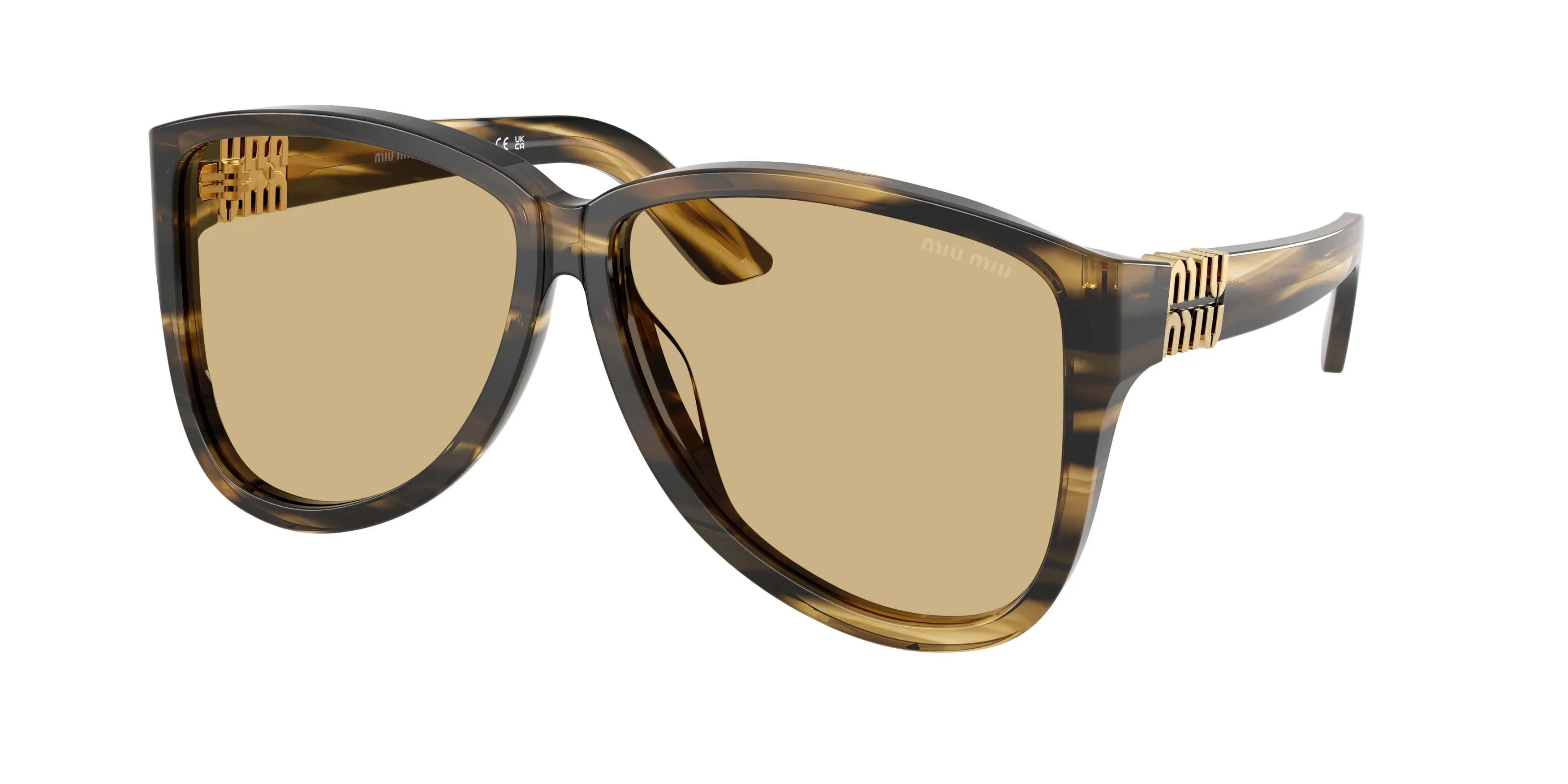 Miu Miu MU A08S 25E1OR Occhiali da sole Acetato Verde Giallo Pilot Normale - immagine 1