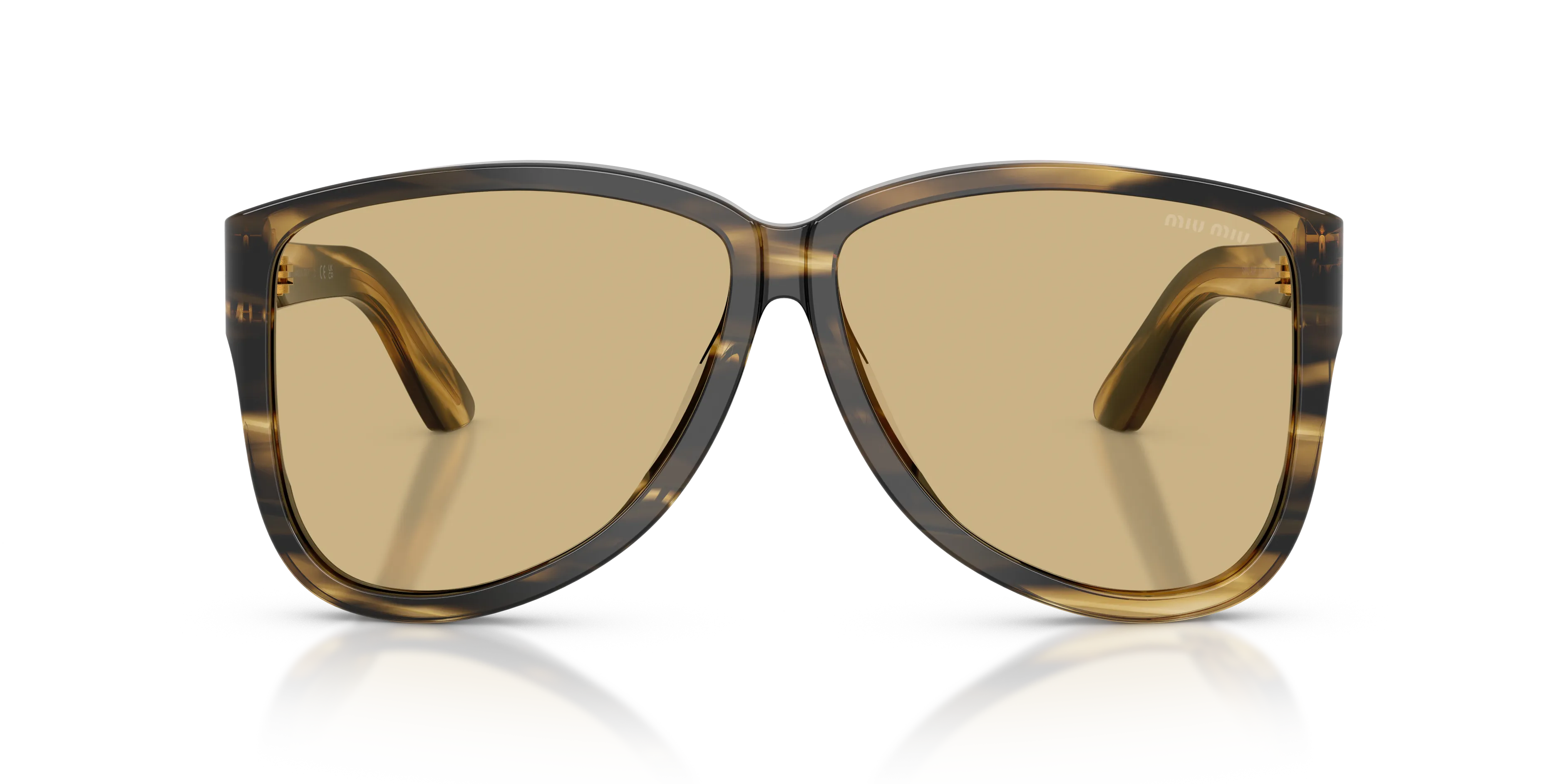 Miu Miu MU A08S 25E1OR Occhiali da sole Acetato Verde Giallo Pilot Normale - immagine 3