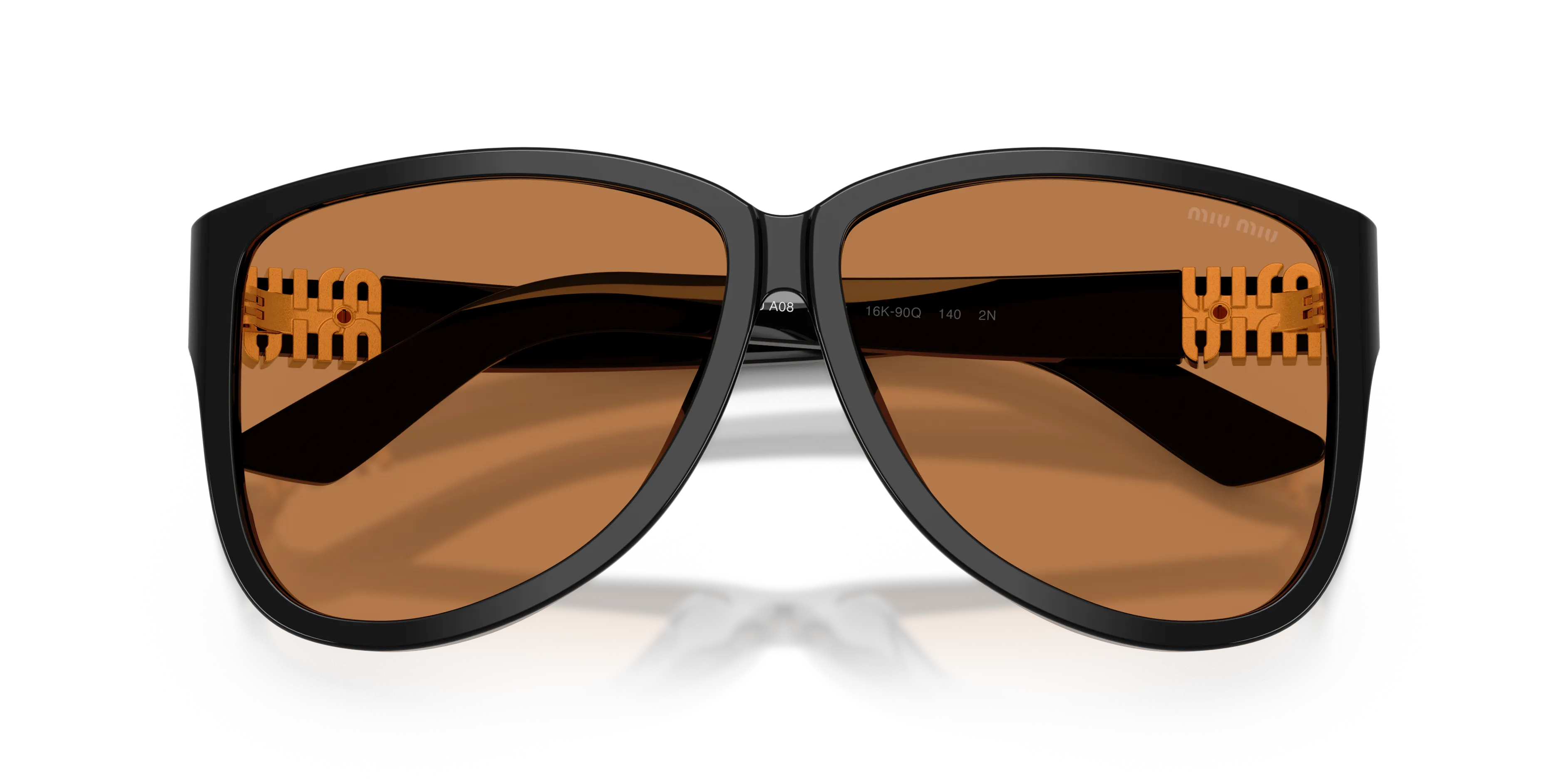 Miu Miu MU A08S 16K90Q Occhiali da sole Acetato Nero Marrone Pilot Normale - immagine 2