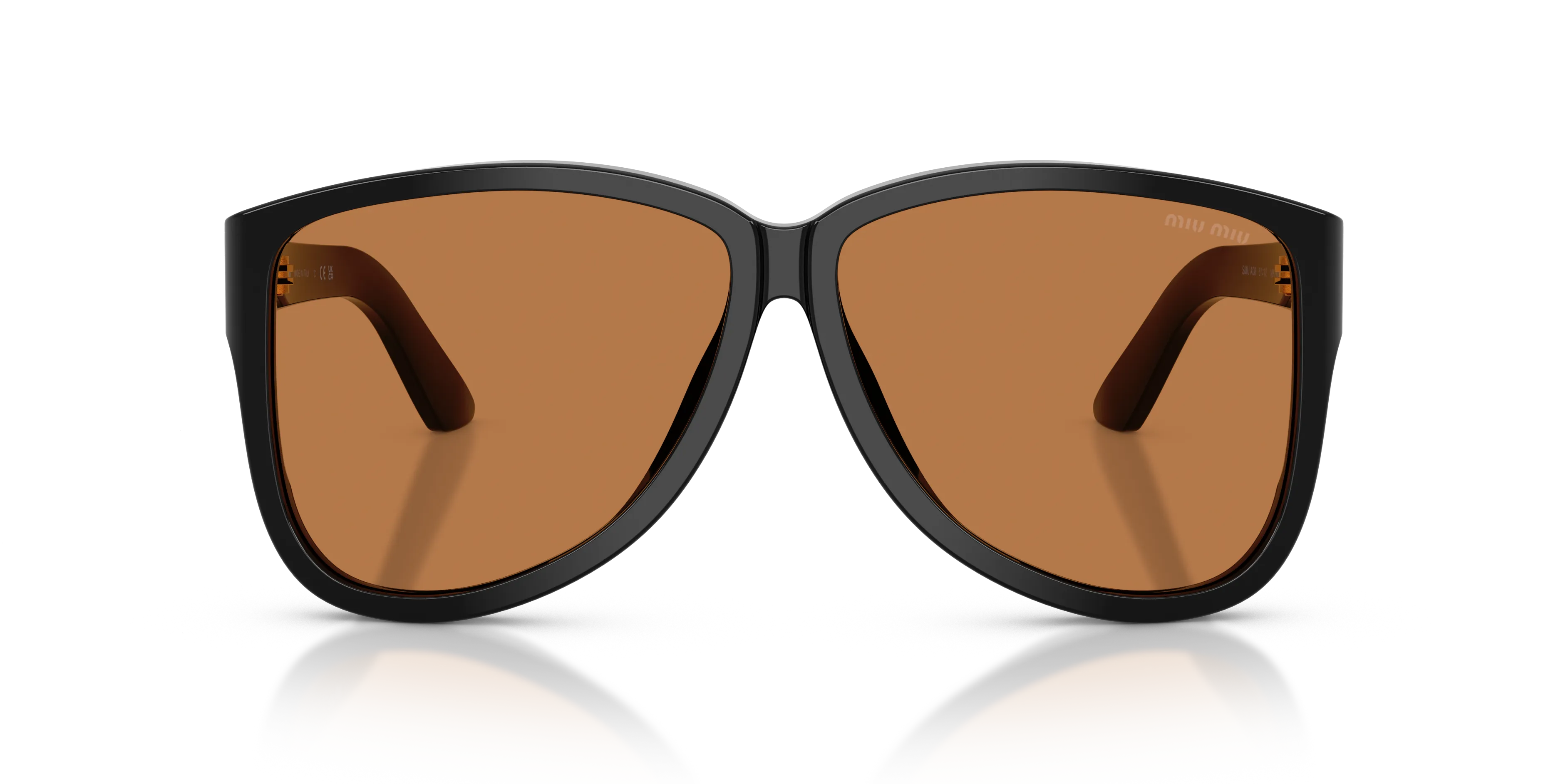 Miu Miu MU A08S 16K90Q Occhiali da sole Acetato Nero Marrone Pilot Normale - immagine 3