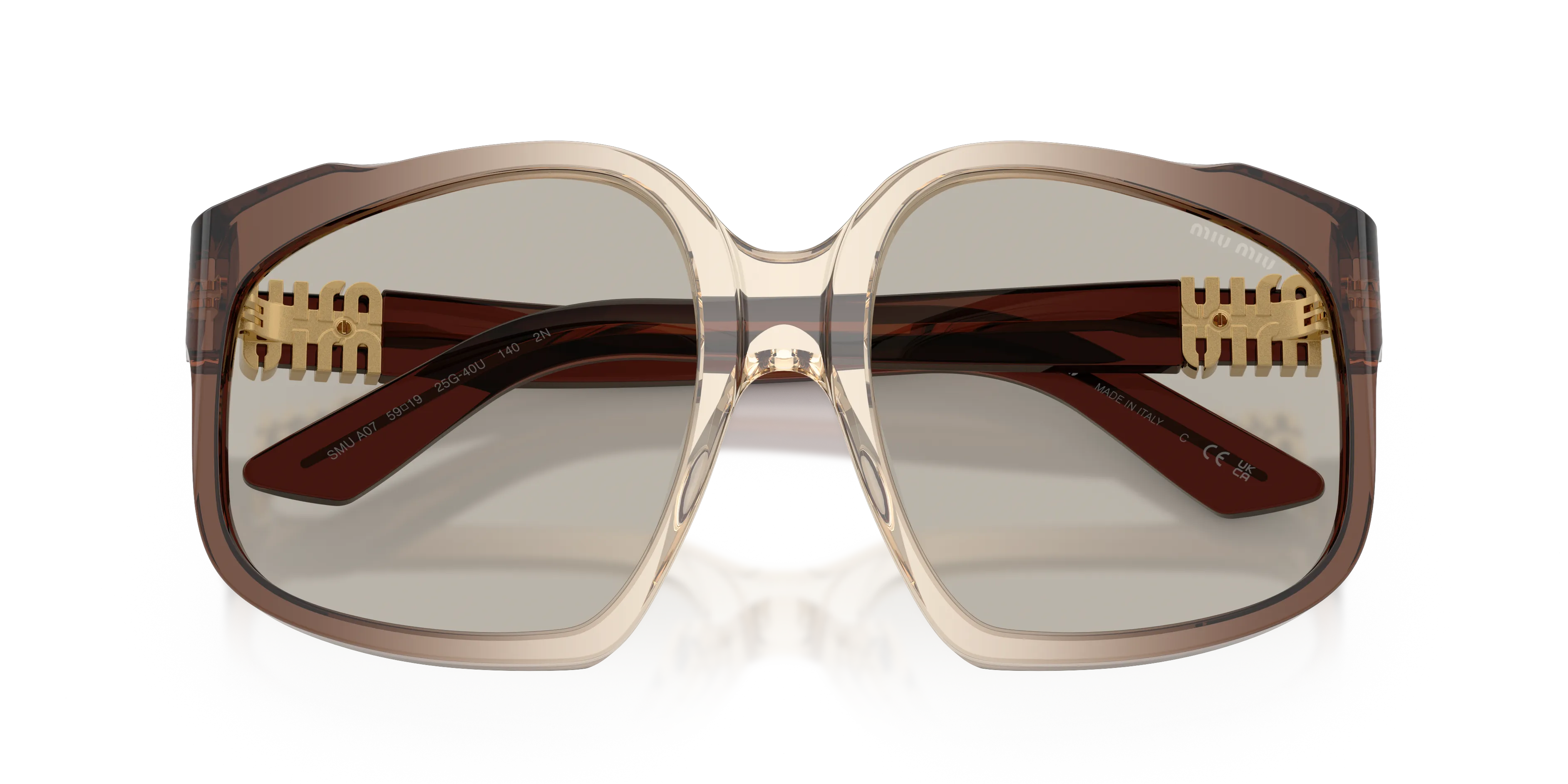 Miu Miu MU A07S 25G40U Occhiali da sole Acetato Marrone Marrone Geometrica Normale - immagine 2