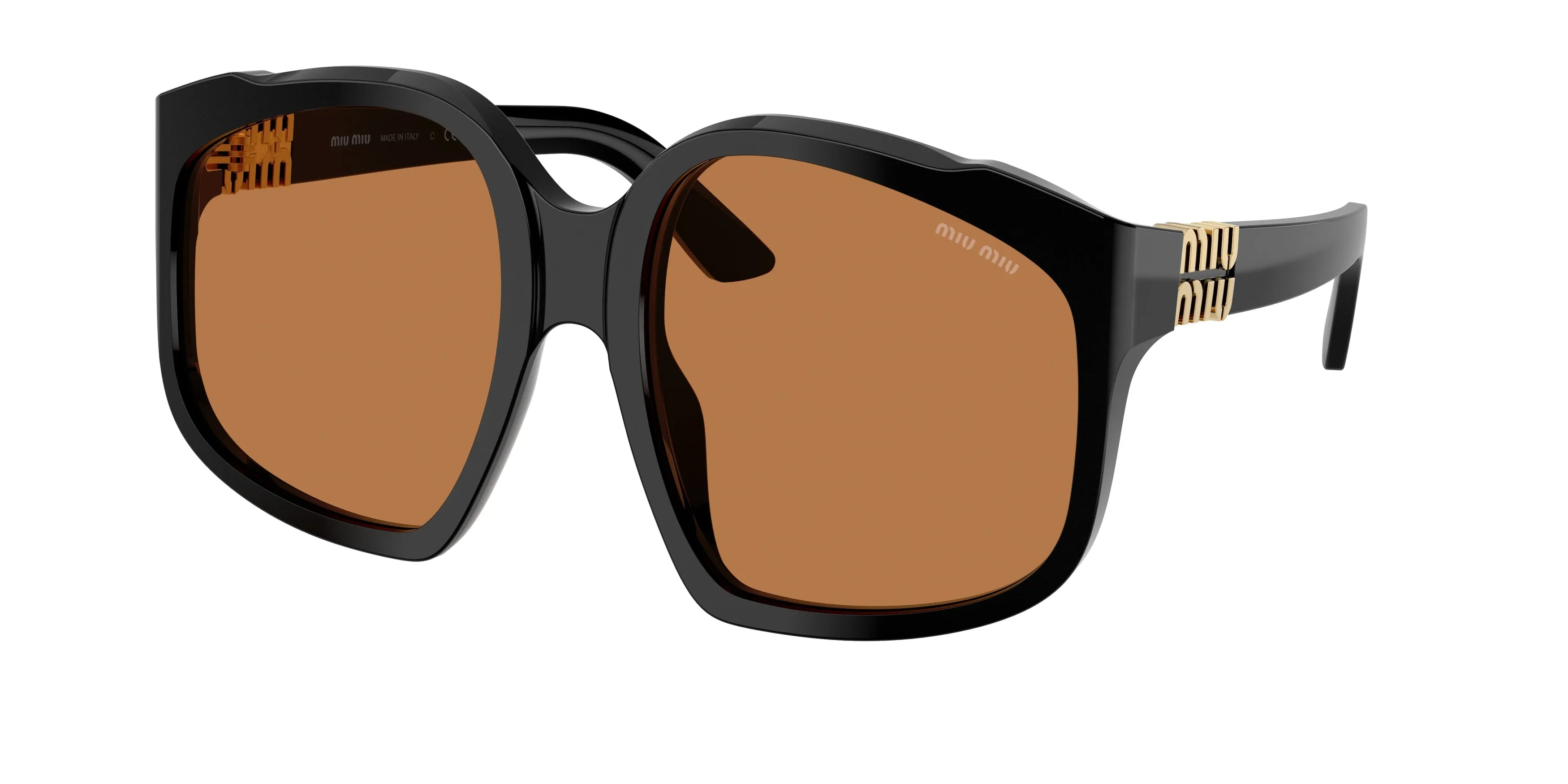 Miu Miu MU A07S 16K90Q Occhiali da sole Acetato Nero Marrone Geometrica Normale - immagine 1